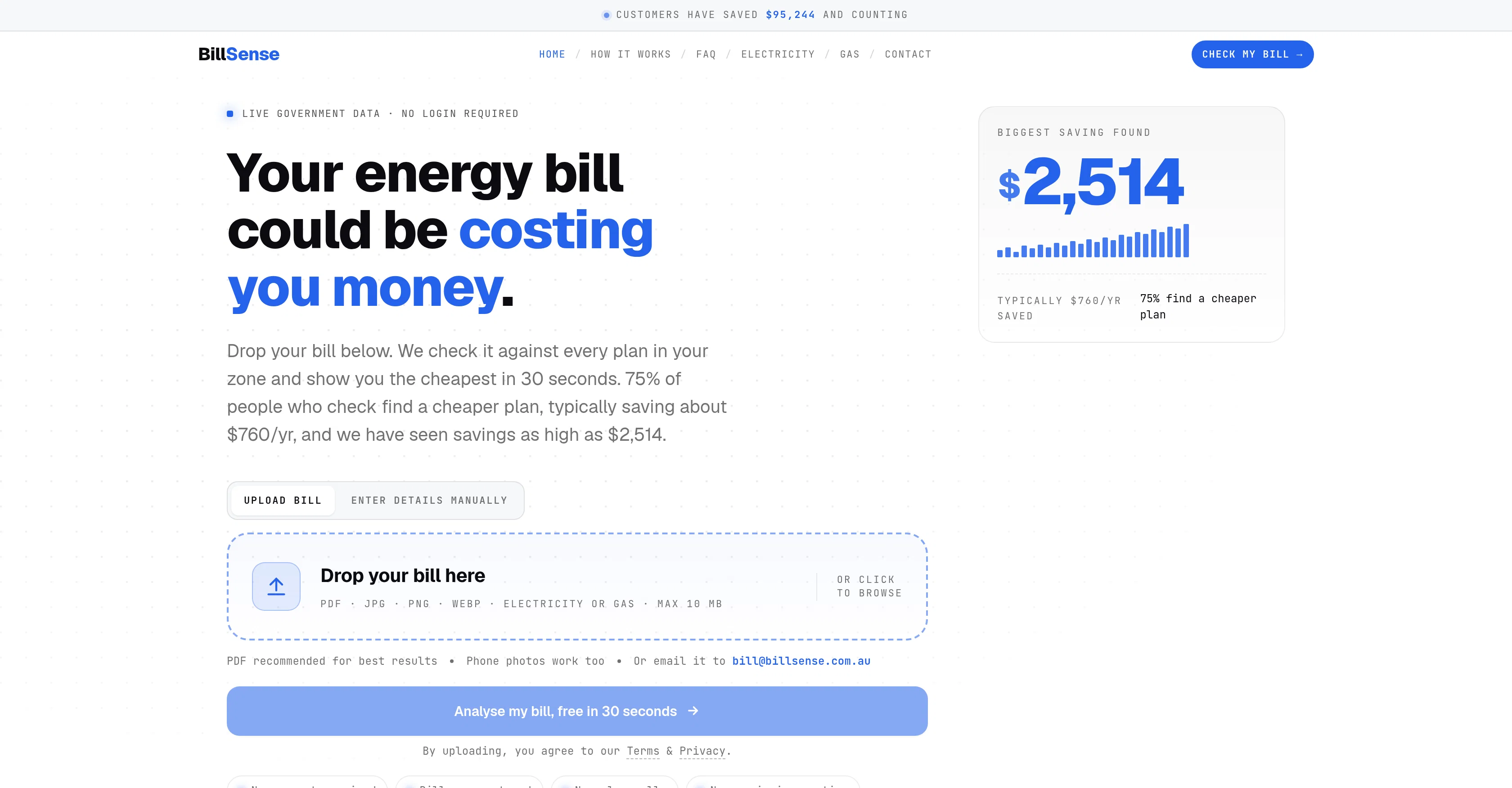 BillSense Australia website