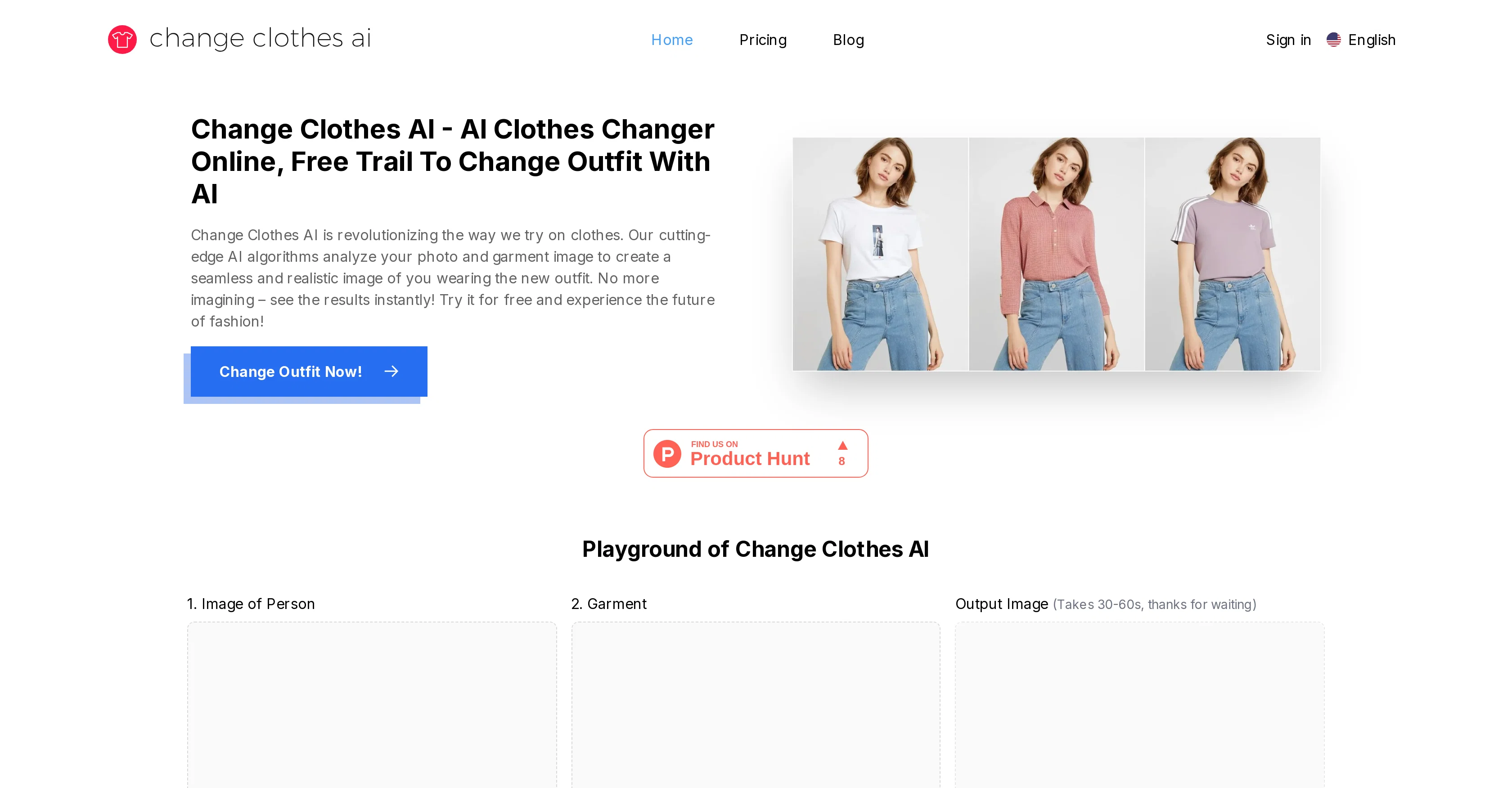 Change Clothes AI website