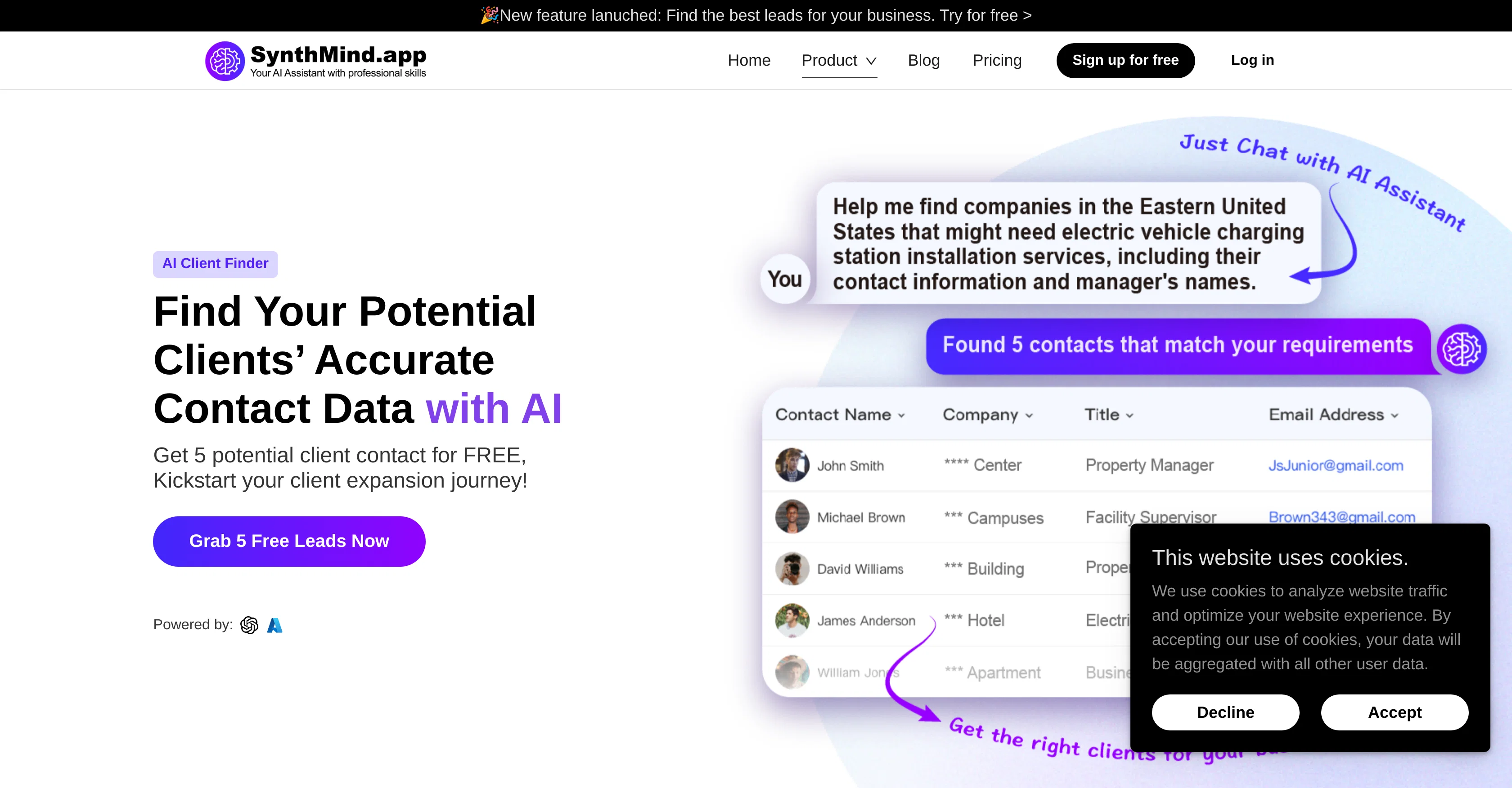 AI Client Finder by SynthMind website