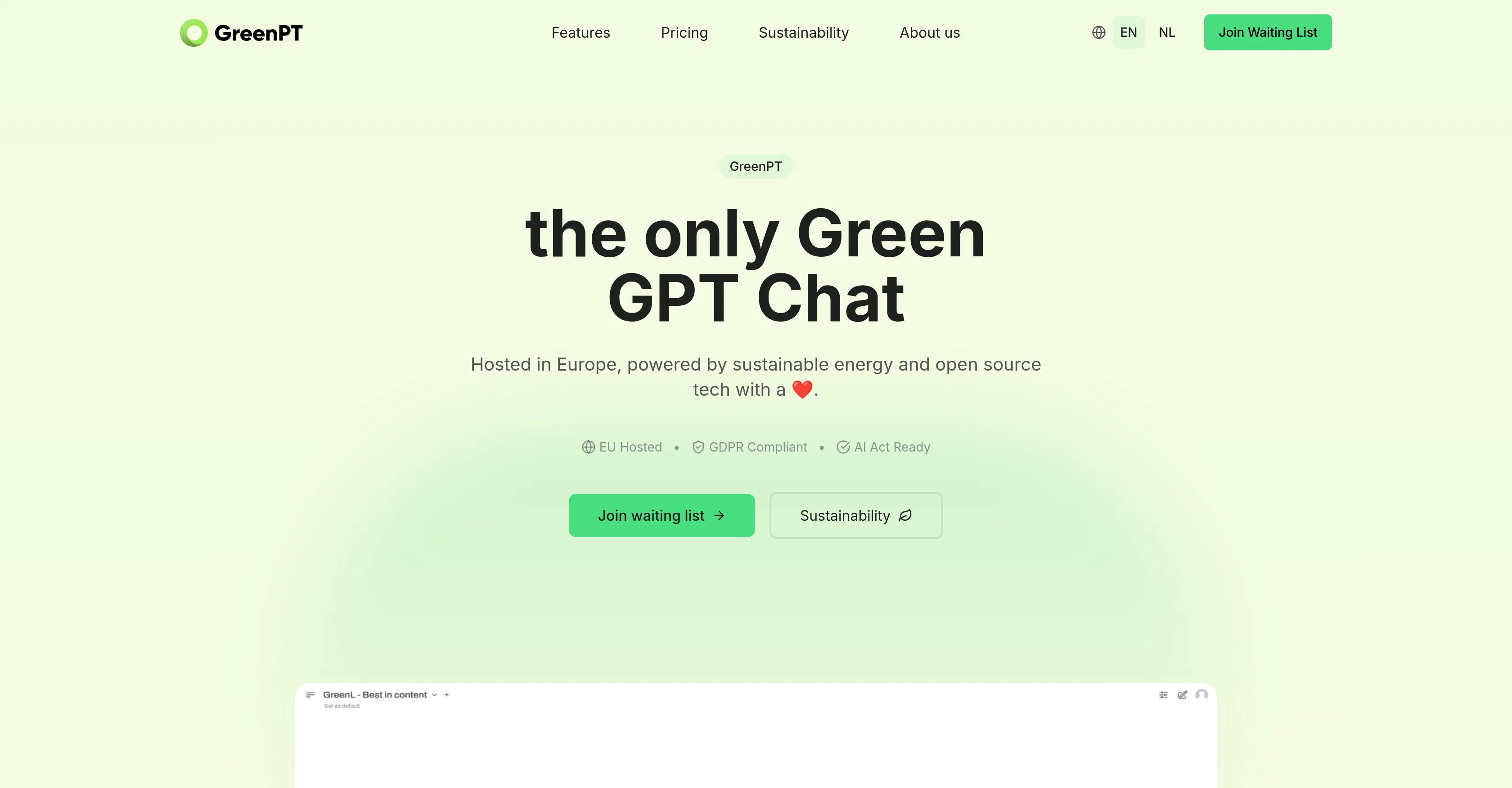 GreenPT website