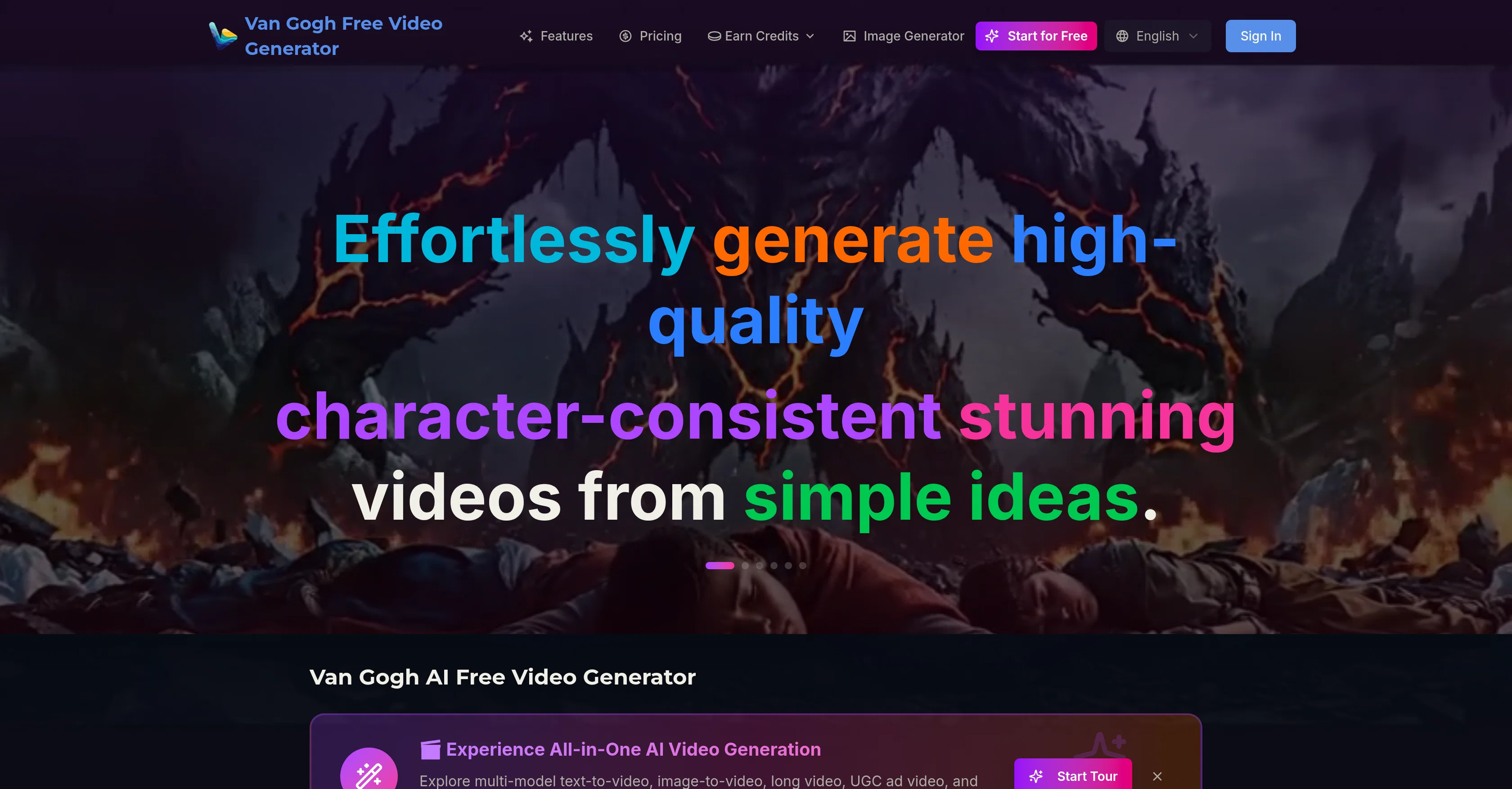 Van Gogh AI Video Generator website