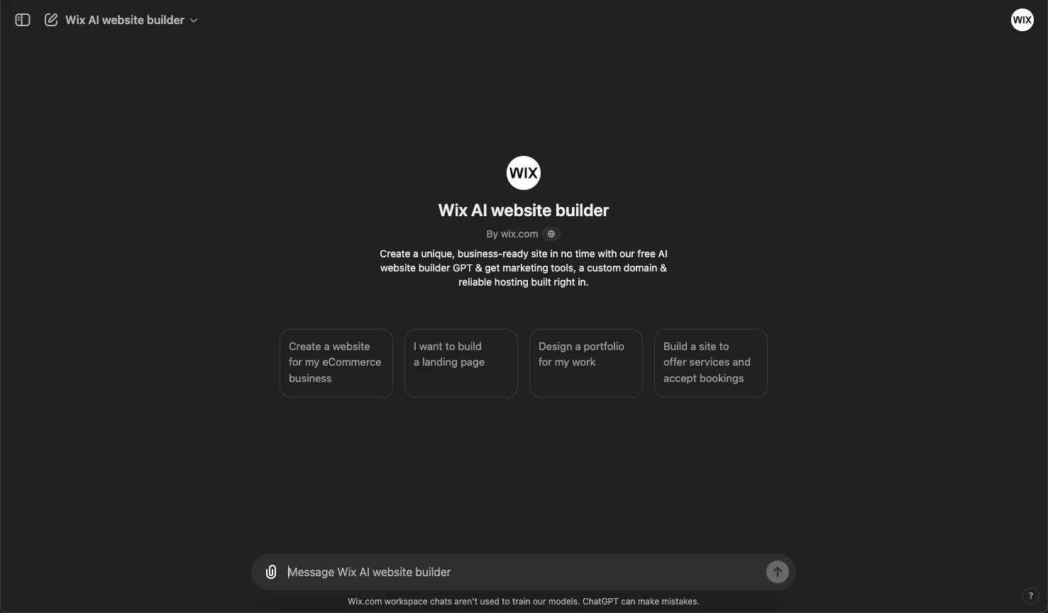 Wix AI Website Builder website