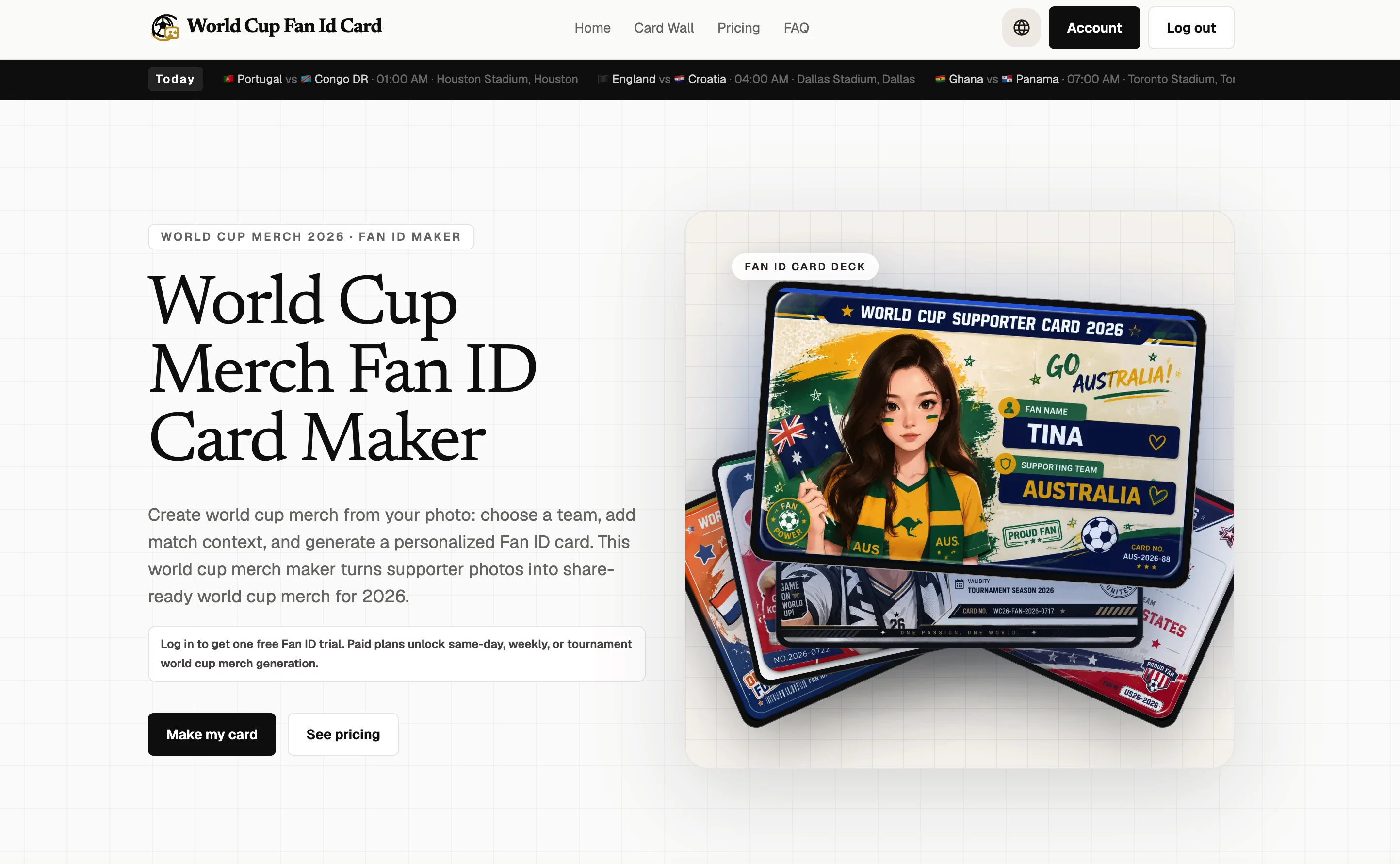 World Cup Merch Fan Id Card website