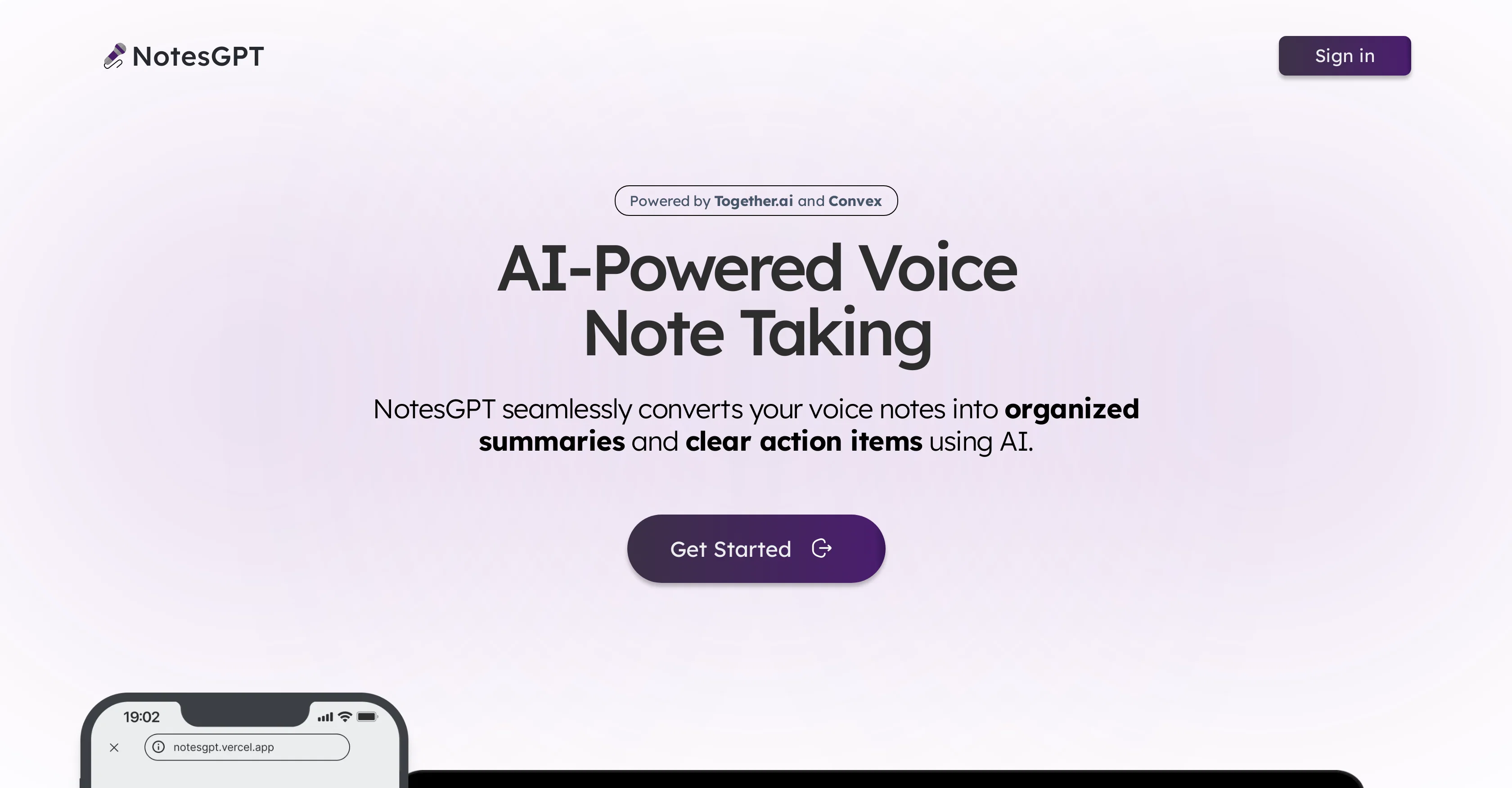 notesGPT website
