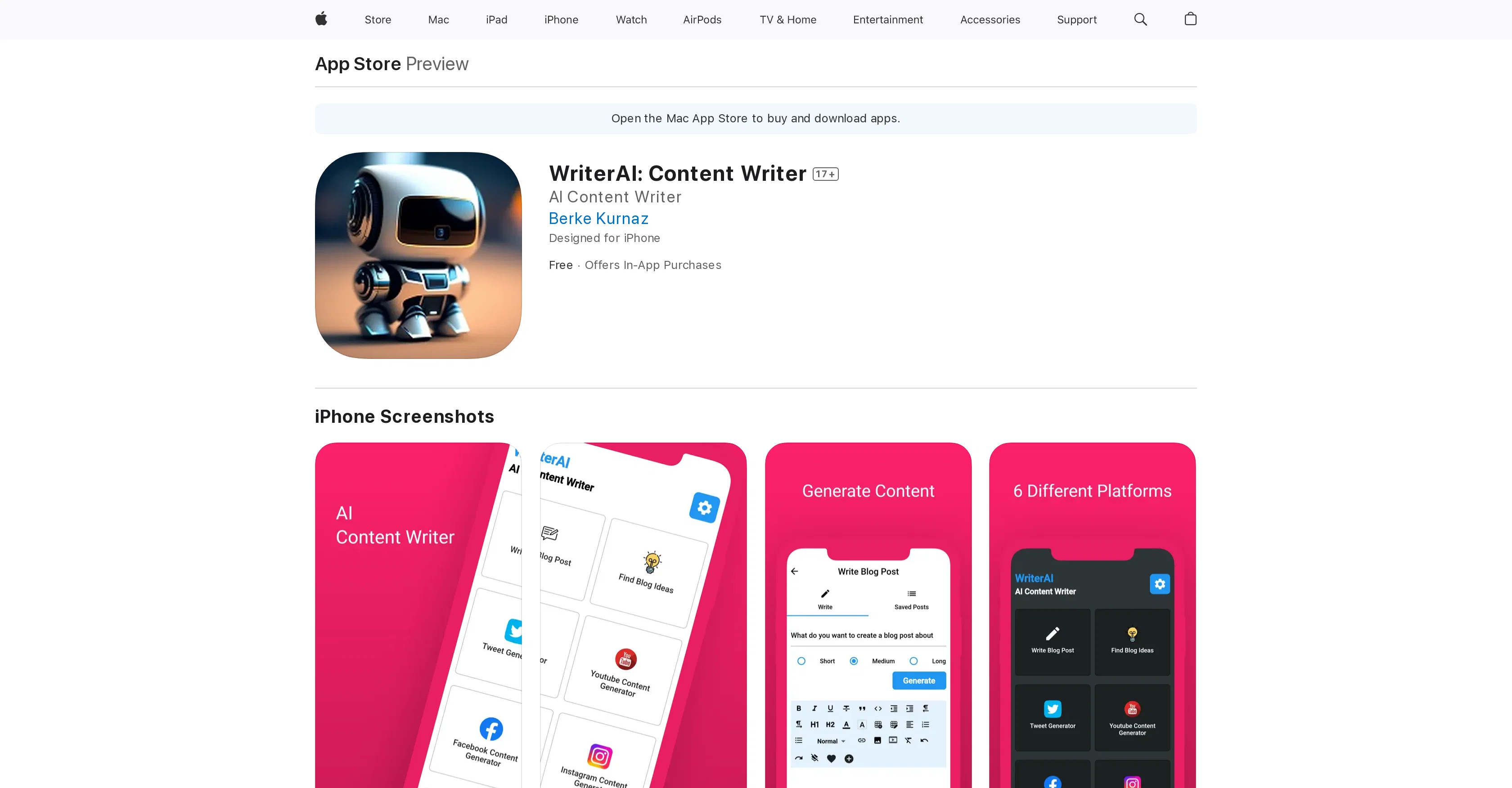 WriterAI website