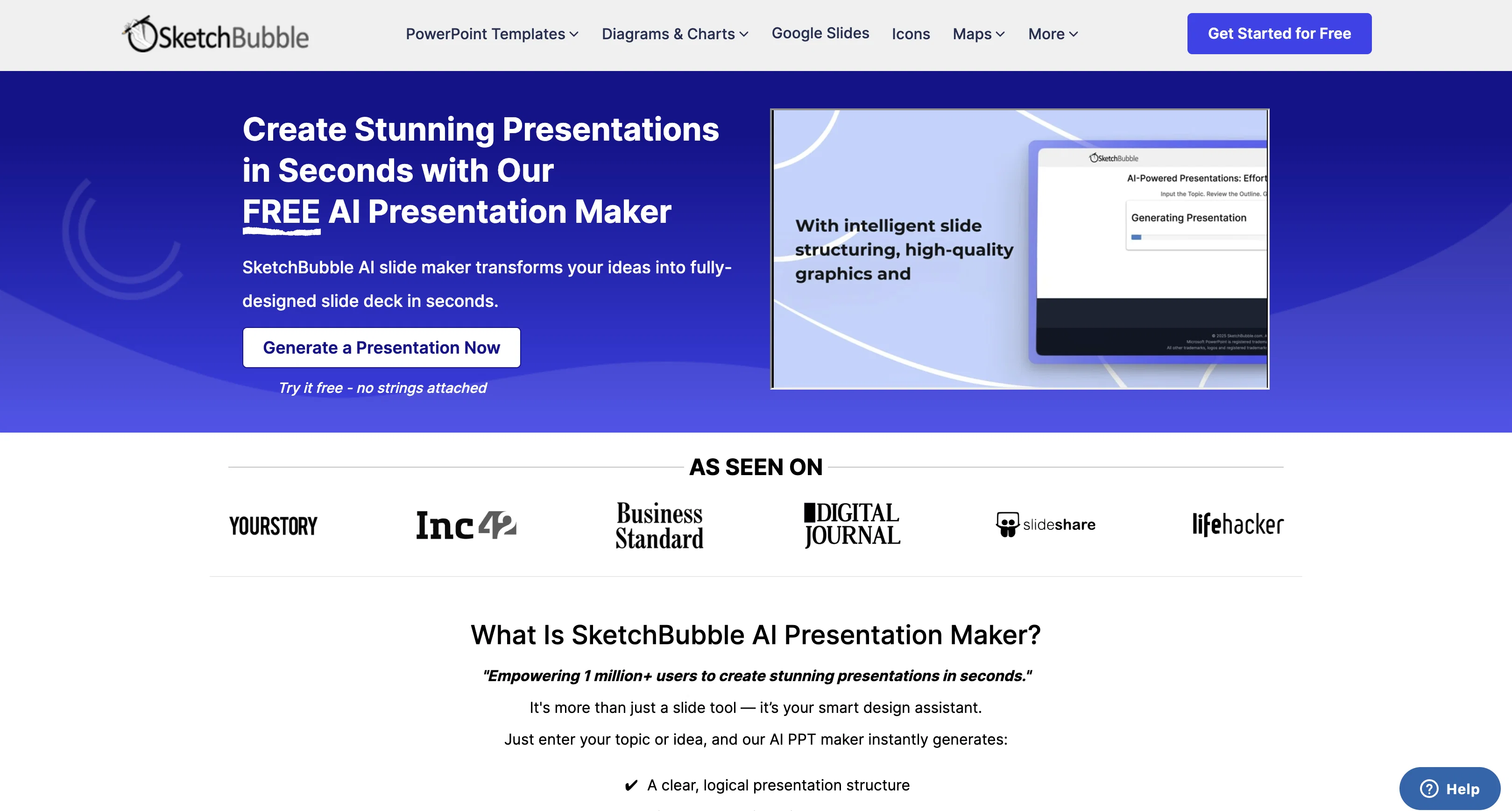 AI Presentation Maker by SketchBubble website