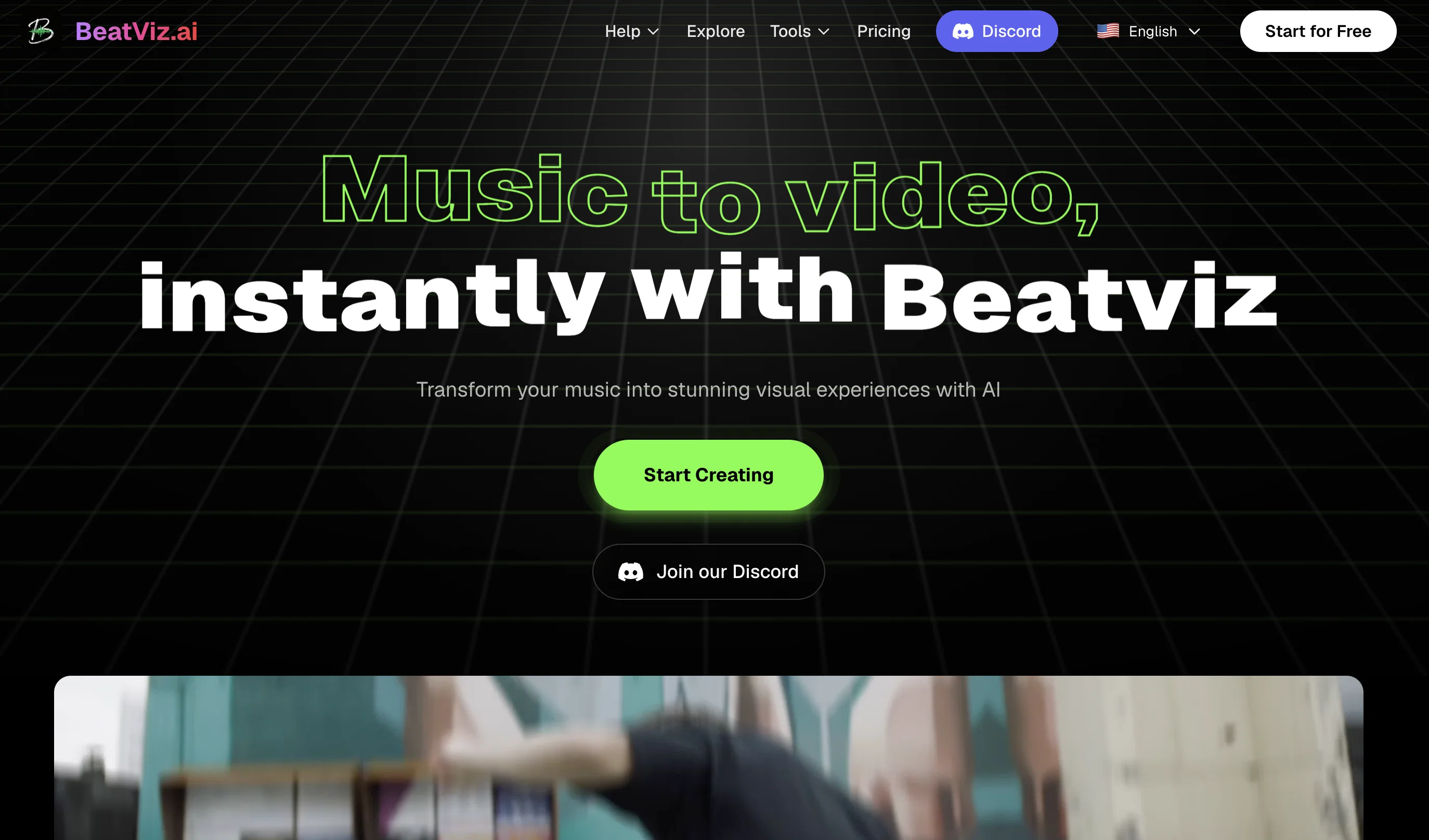 BeatViz AI Music Video Generator website