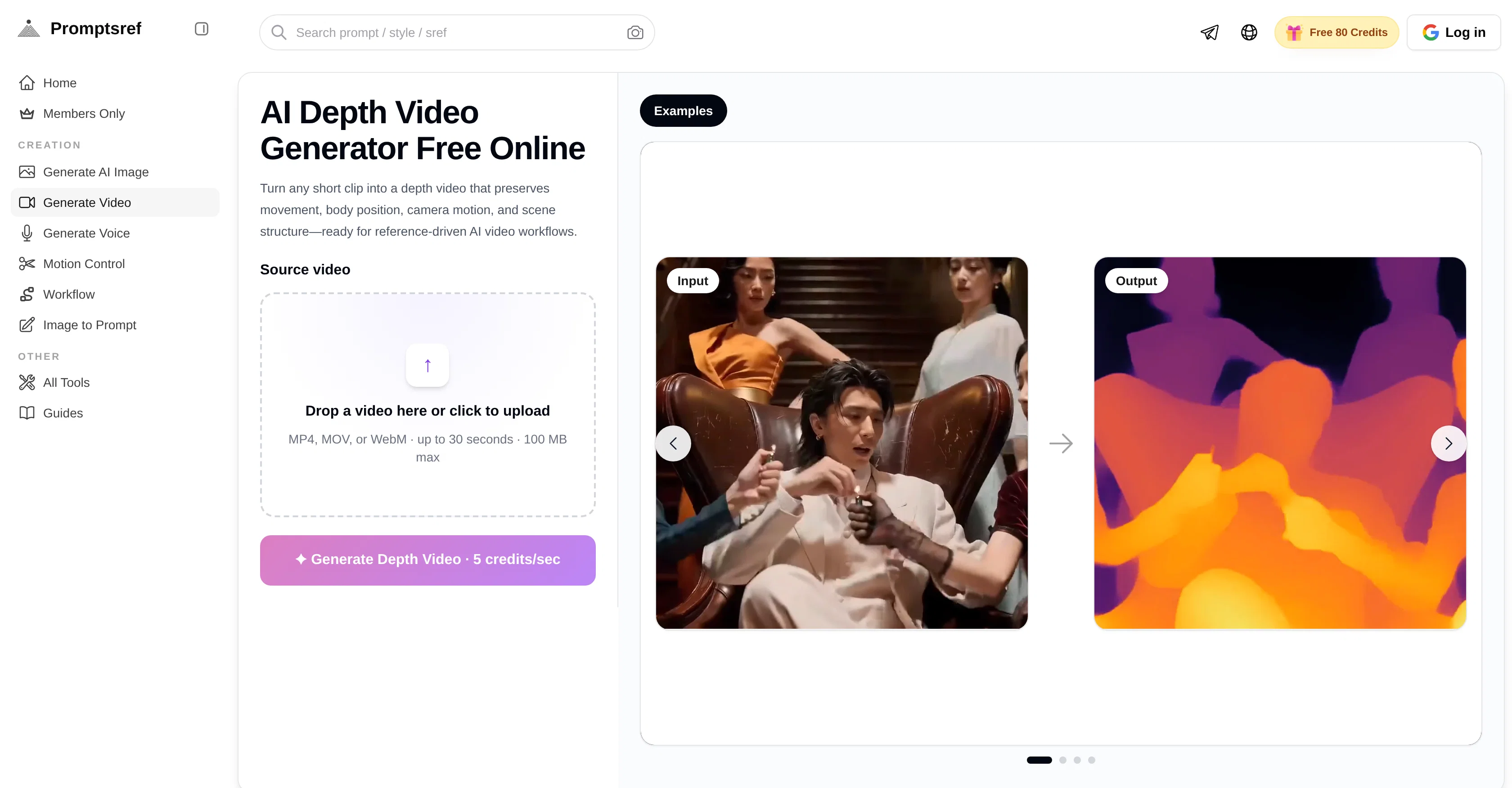Depth Video Generator | Promptsref website