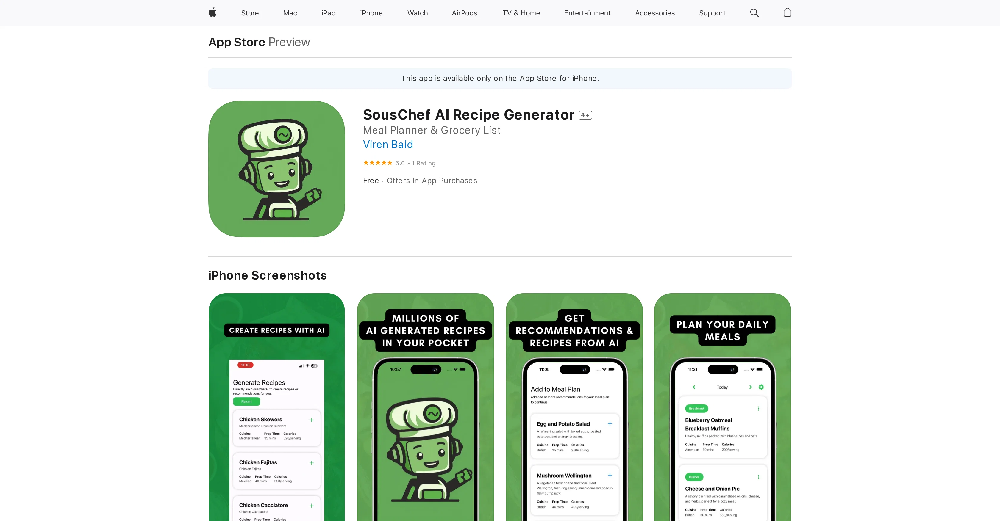SousChef AI Recipe Generator website