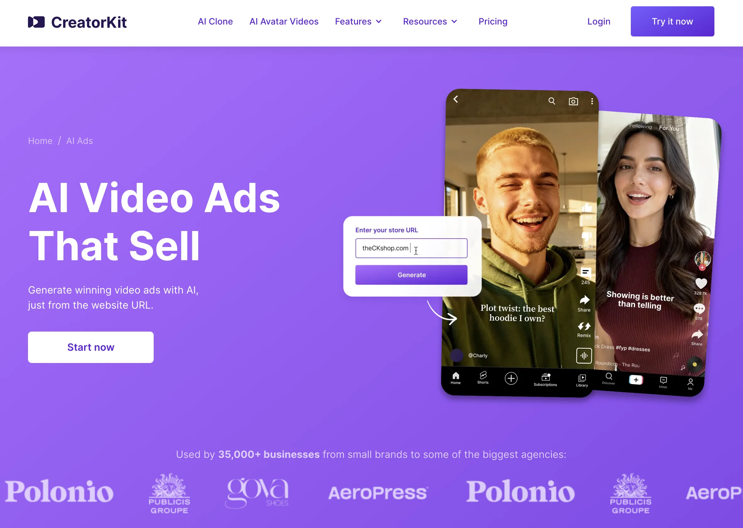 AI Ads website