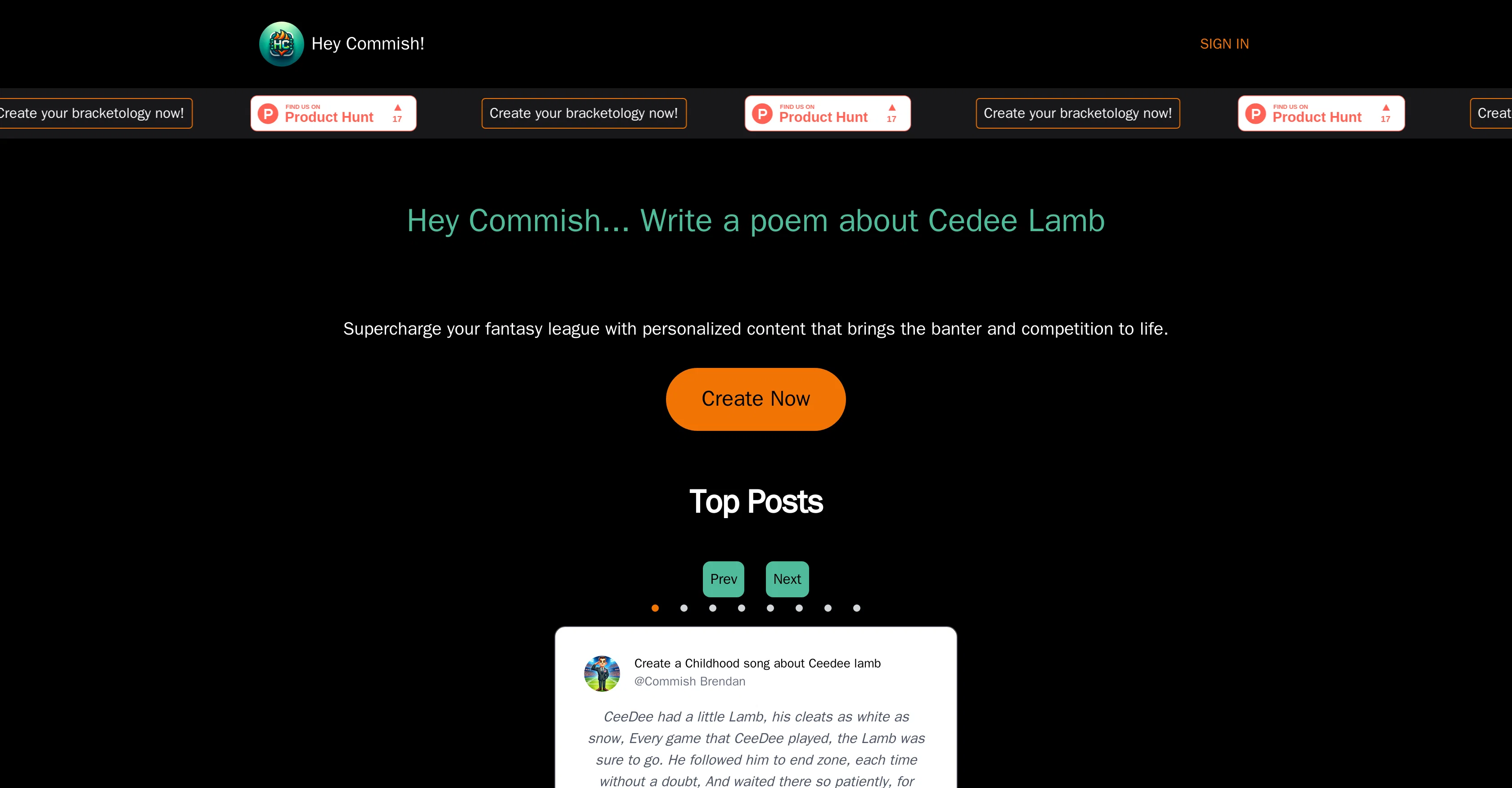 HeyCommish website