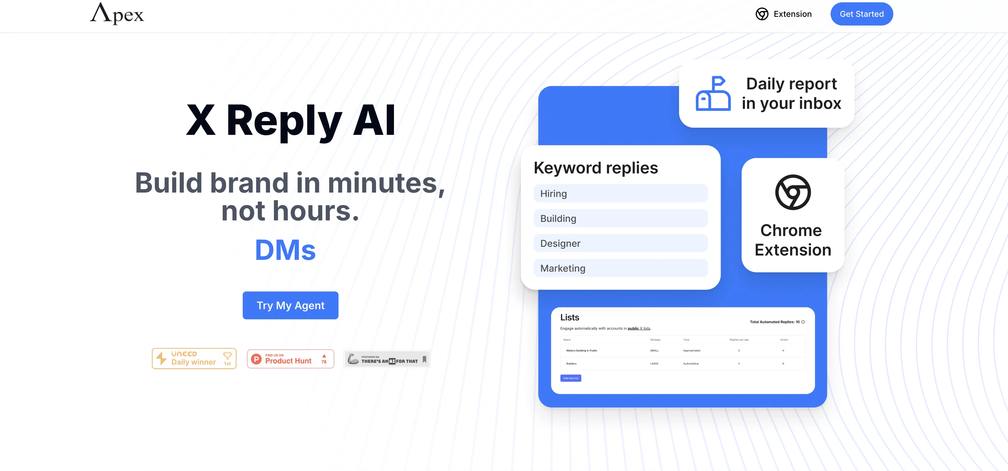 Apex - X Reply AI website