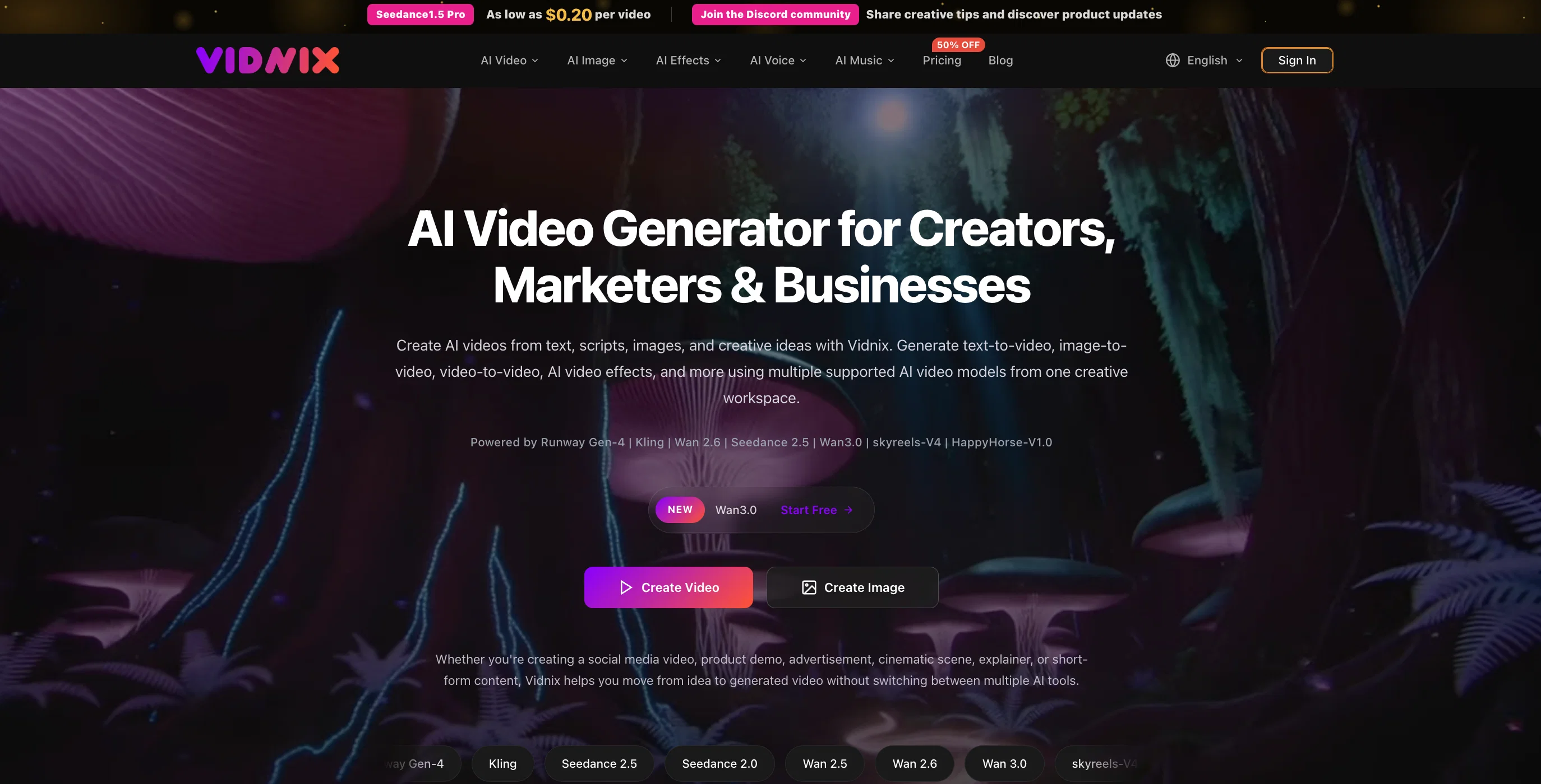 Vidnix | AI Text to Video Generator website