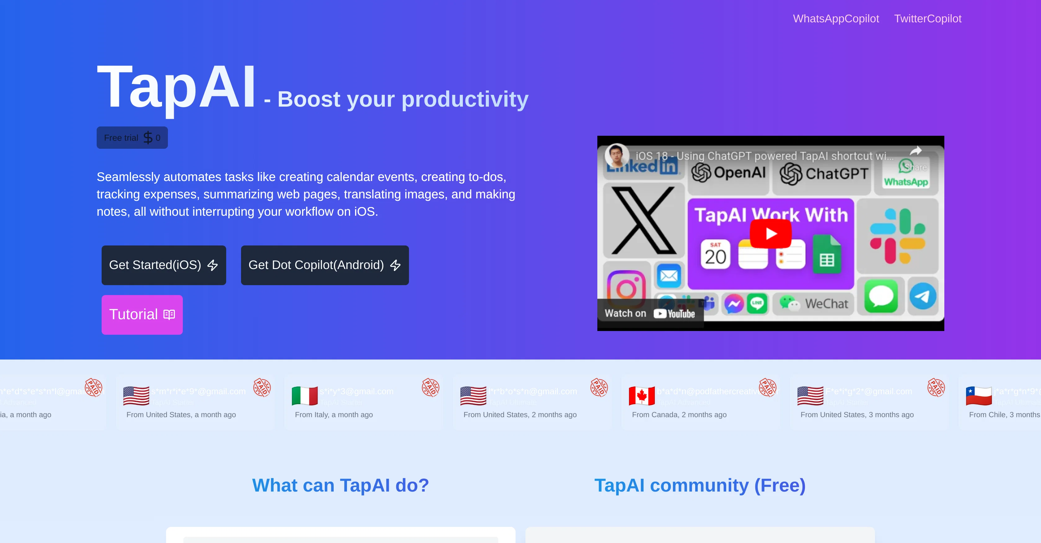 TapAI website