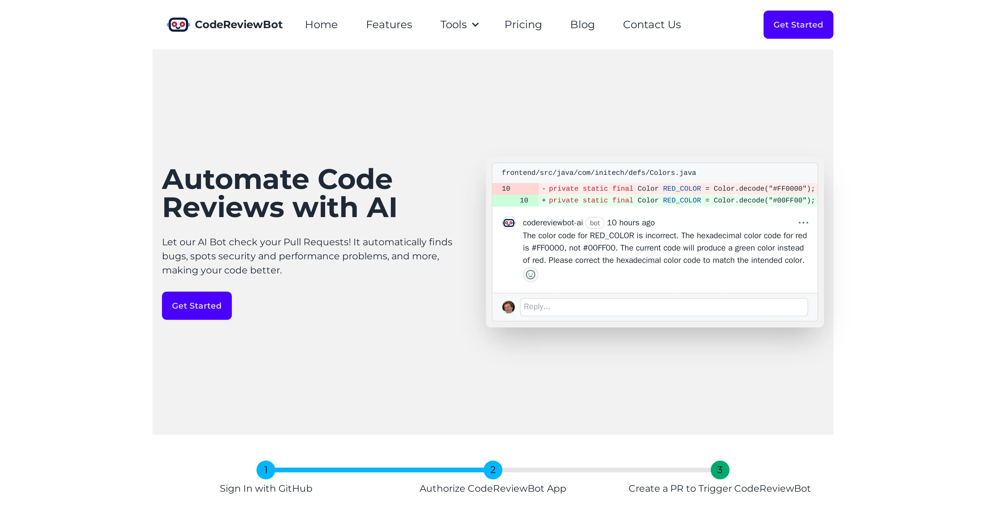 CodeReviewBot website