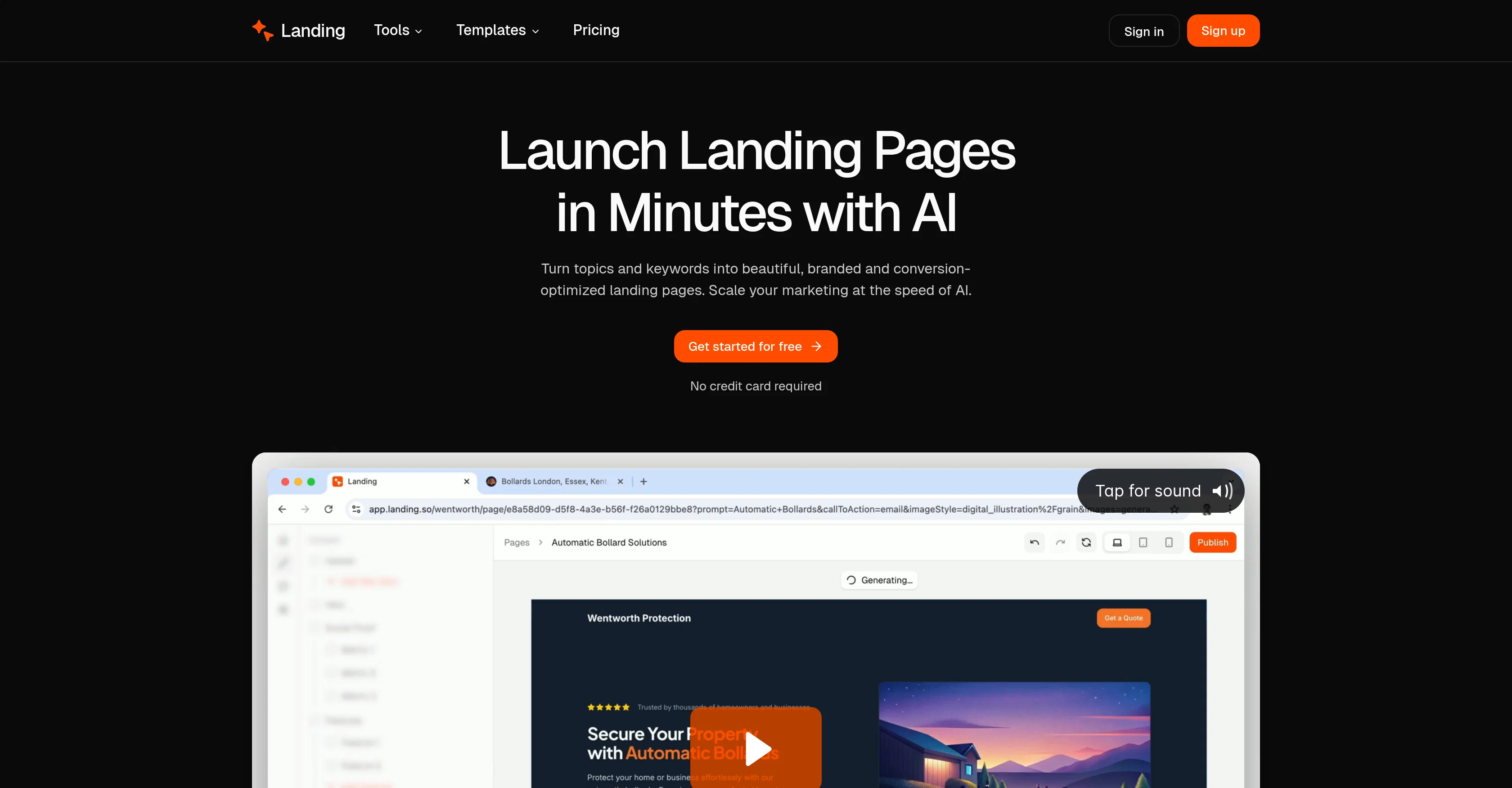Landing.so website