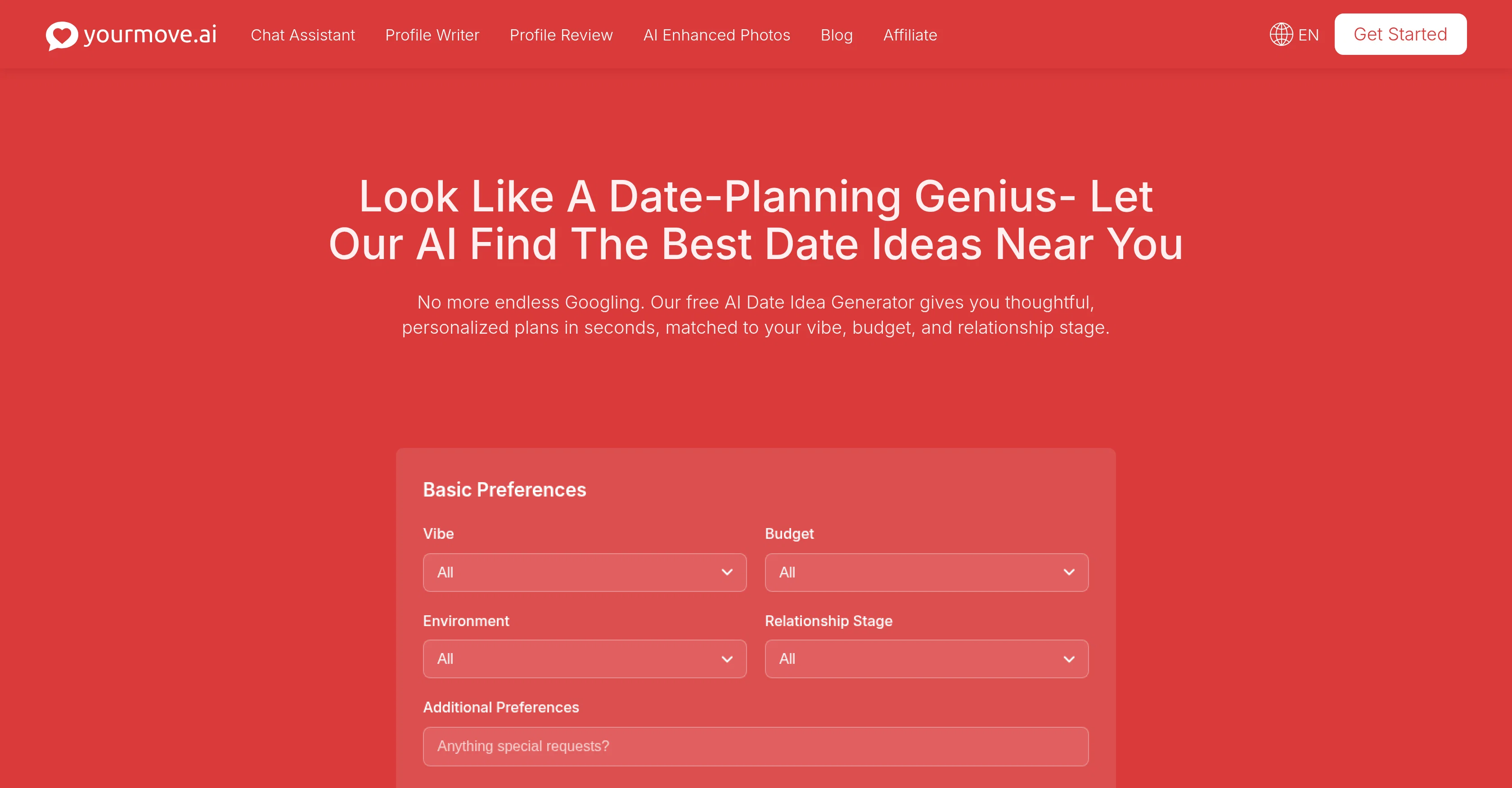 YourMove Date Ideas website