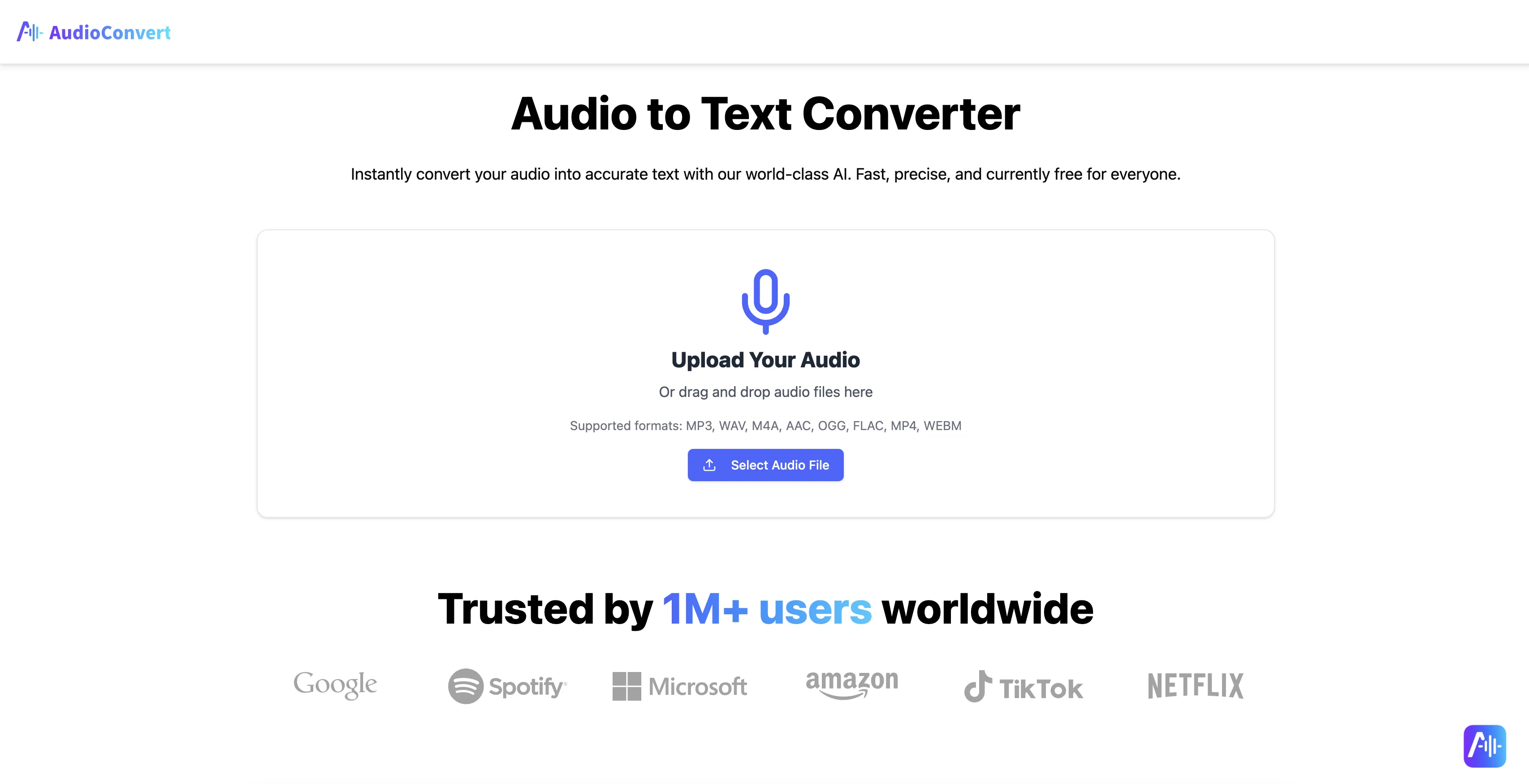 AudioConvert AI website