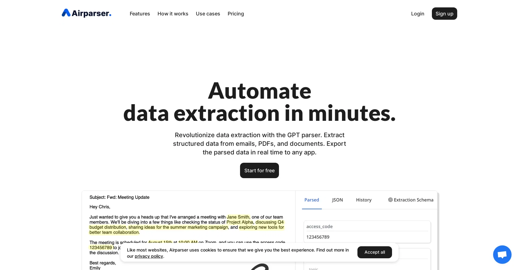 Airparser website