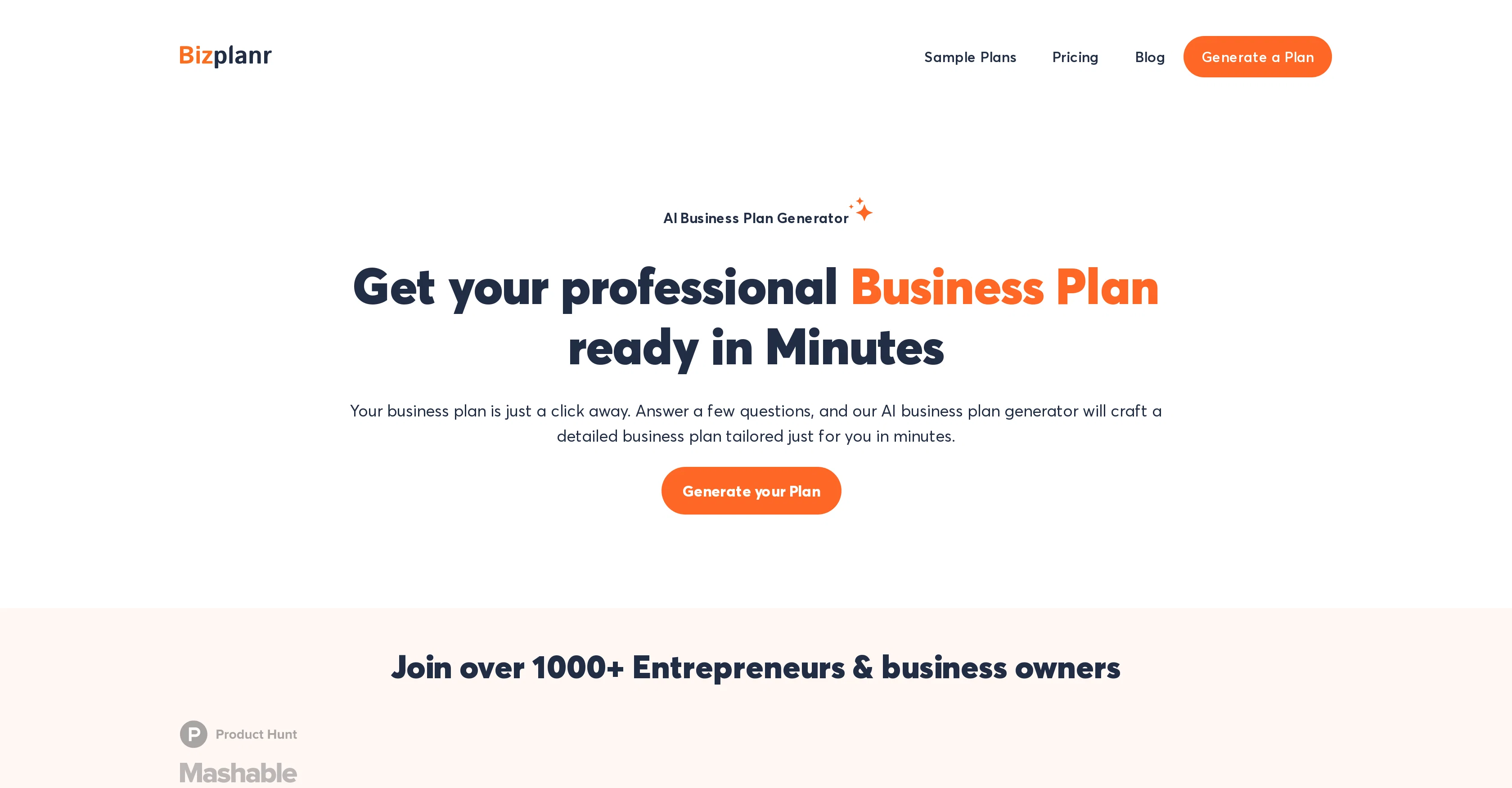 Bizplanr website