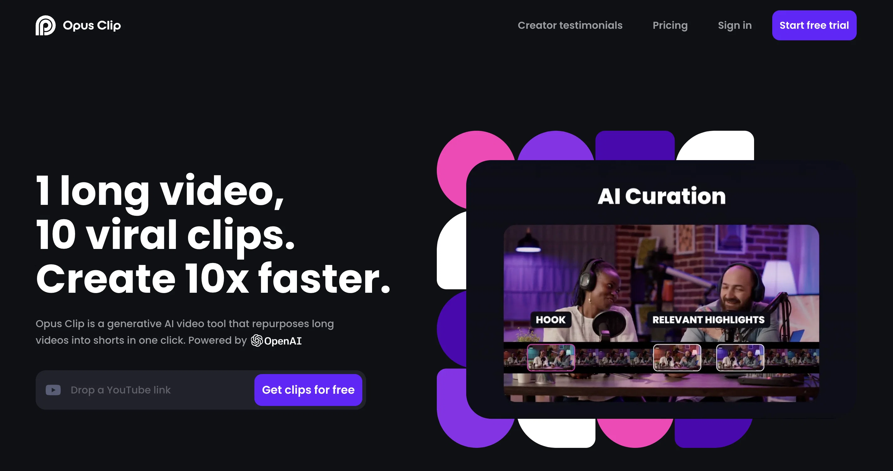 Opus Clip website