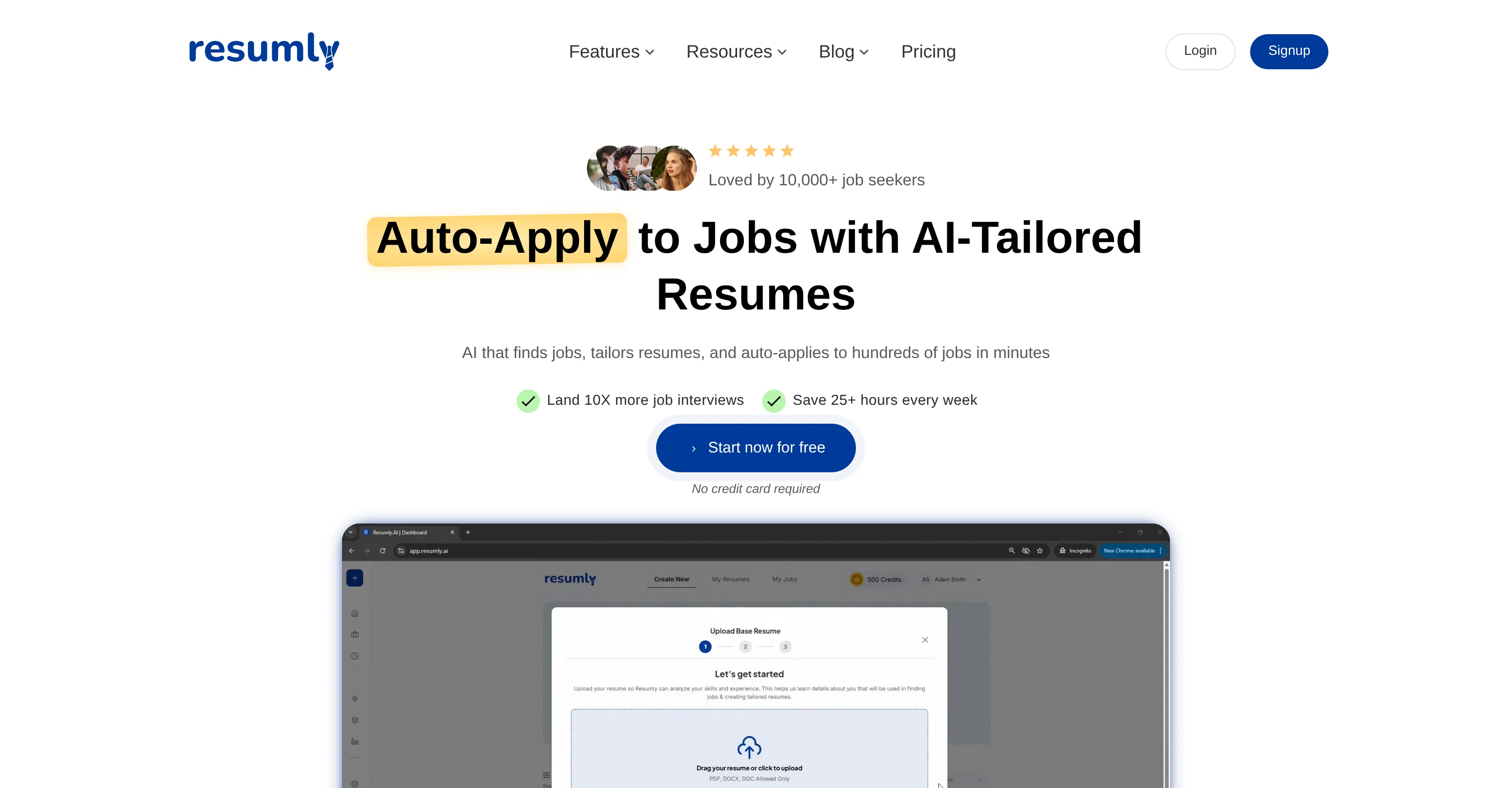 Resumly AI website