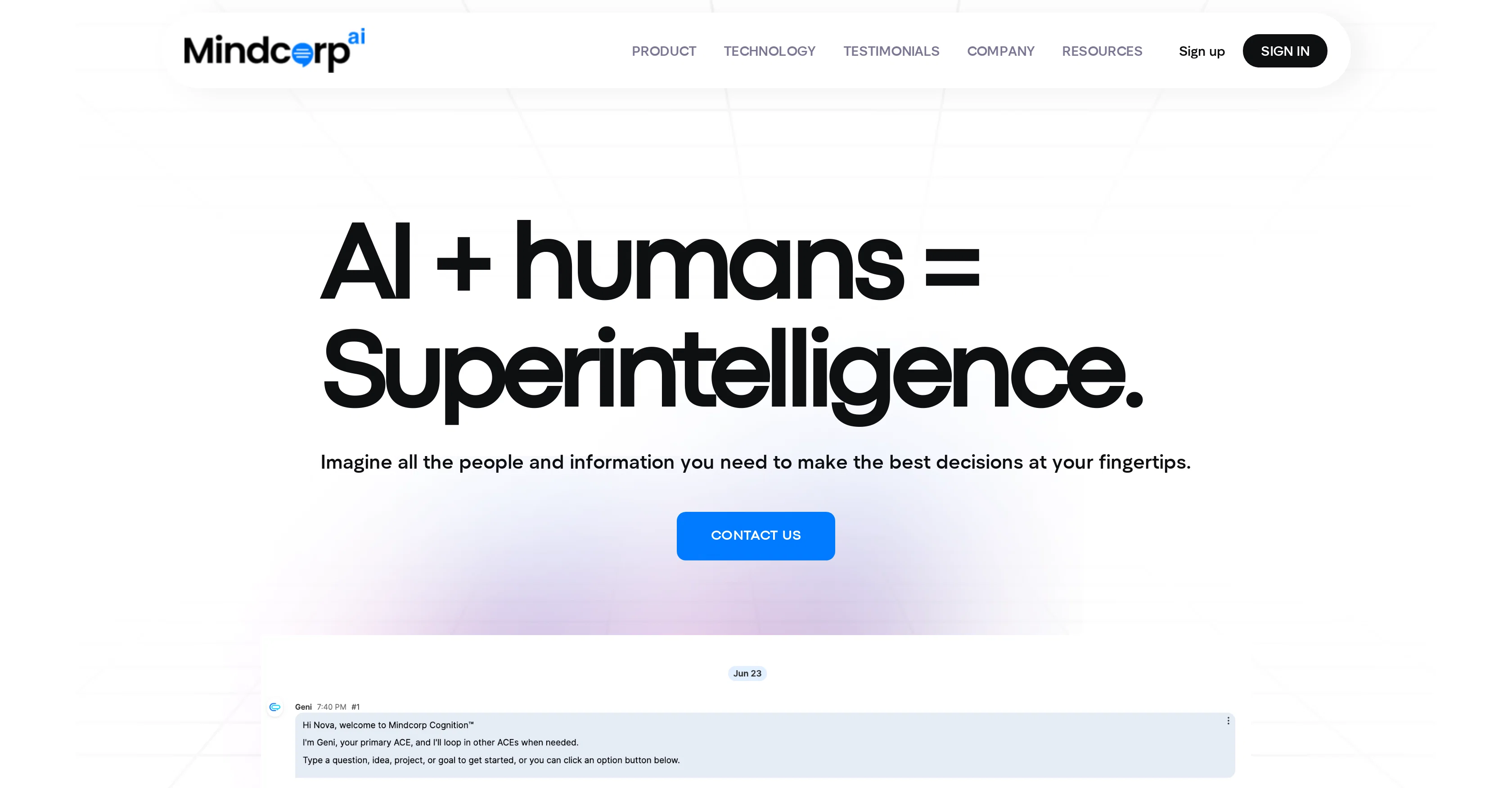 Cognition by Mindcorp website