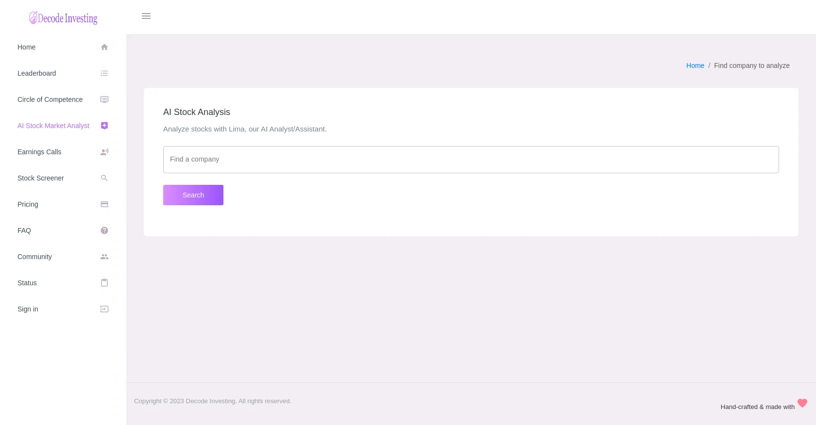 Decode Investing Stock Analysis website