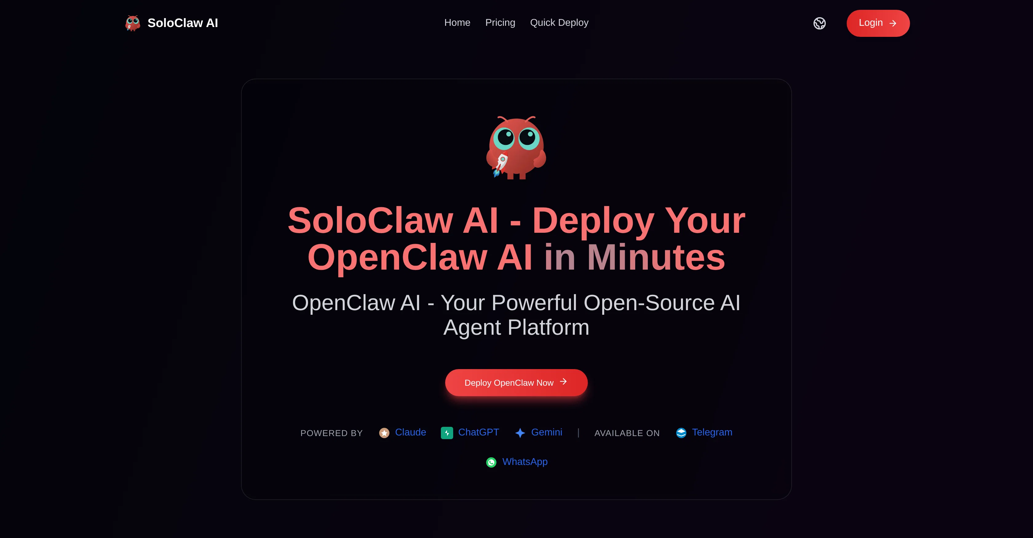 SoloClaw AI website