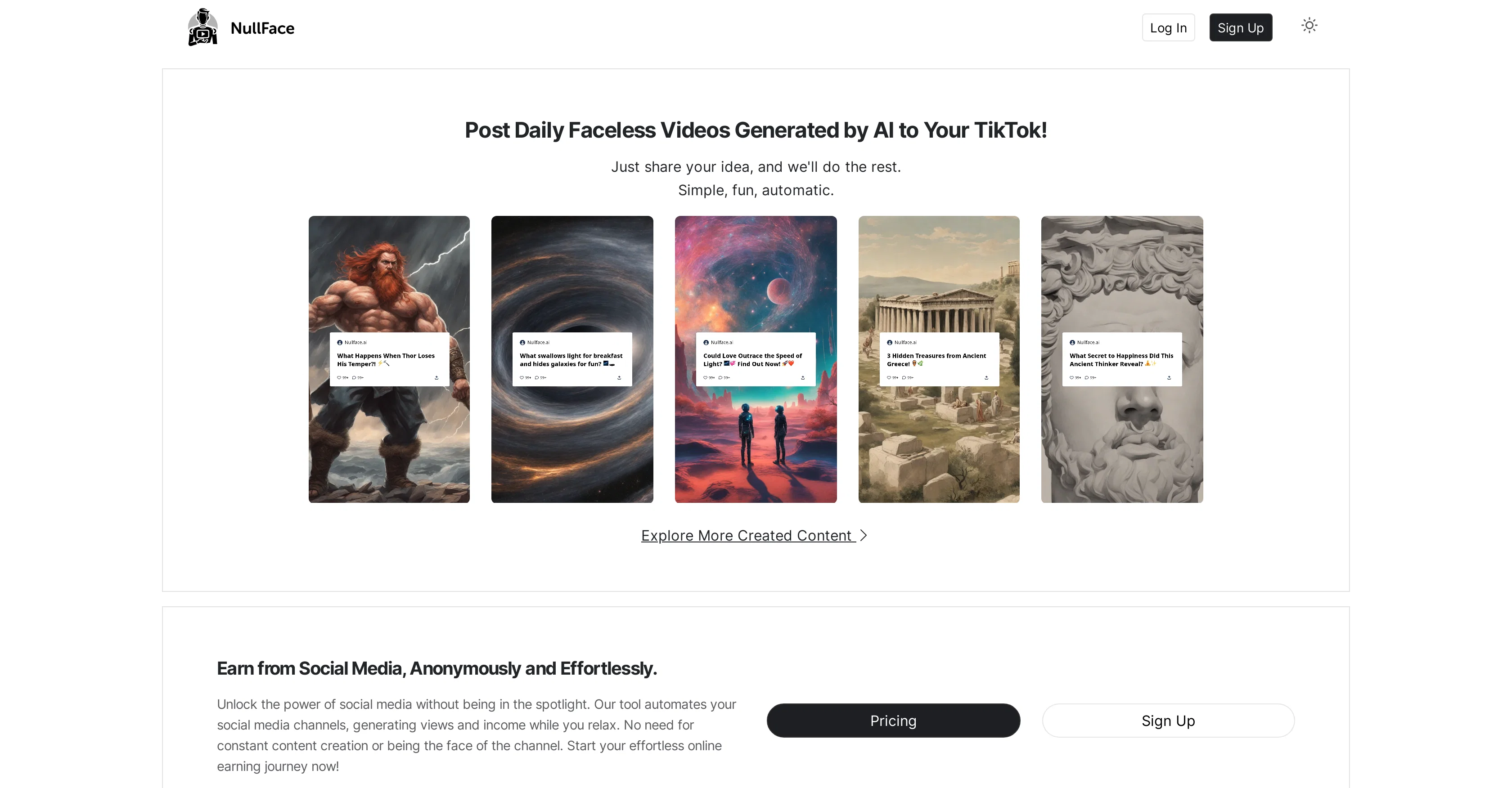 Nullface website