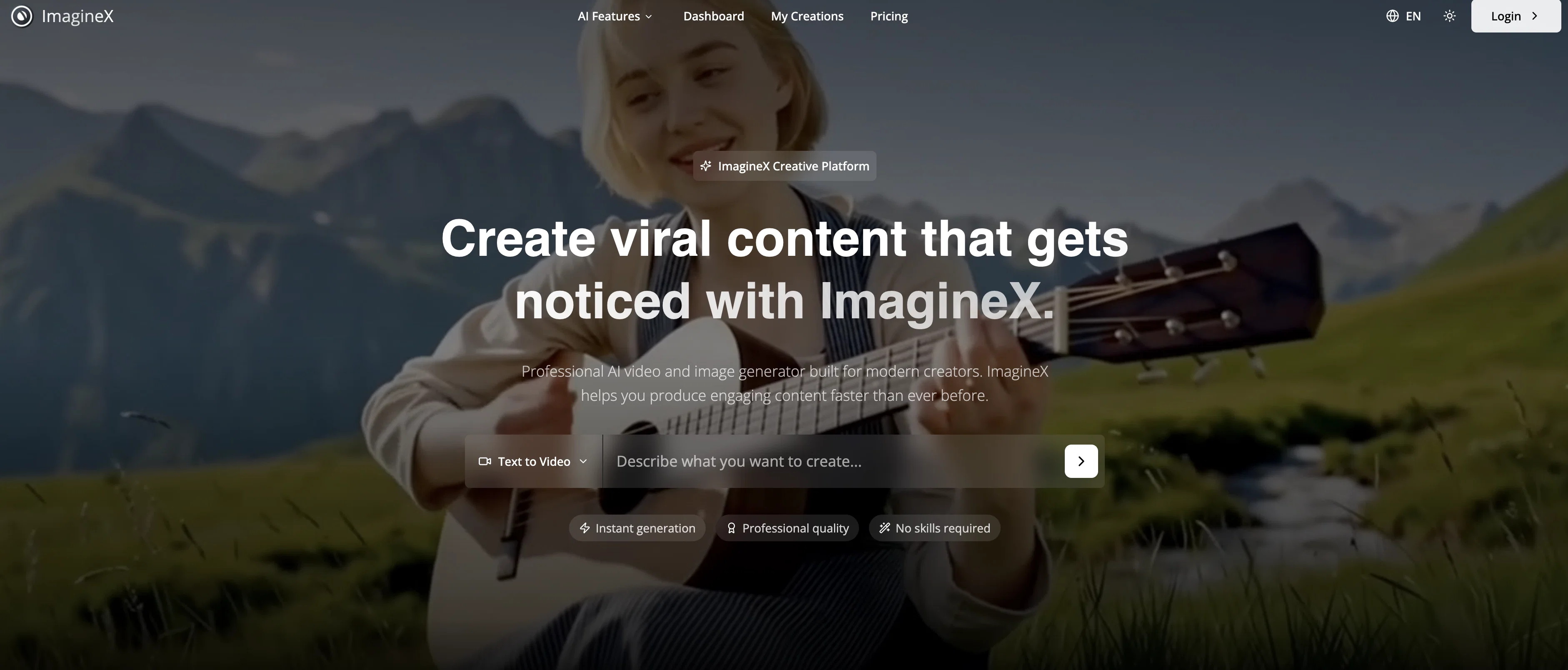 ImagineX | Image to Video website