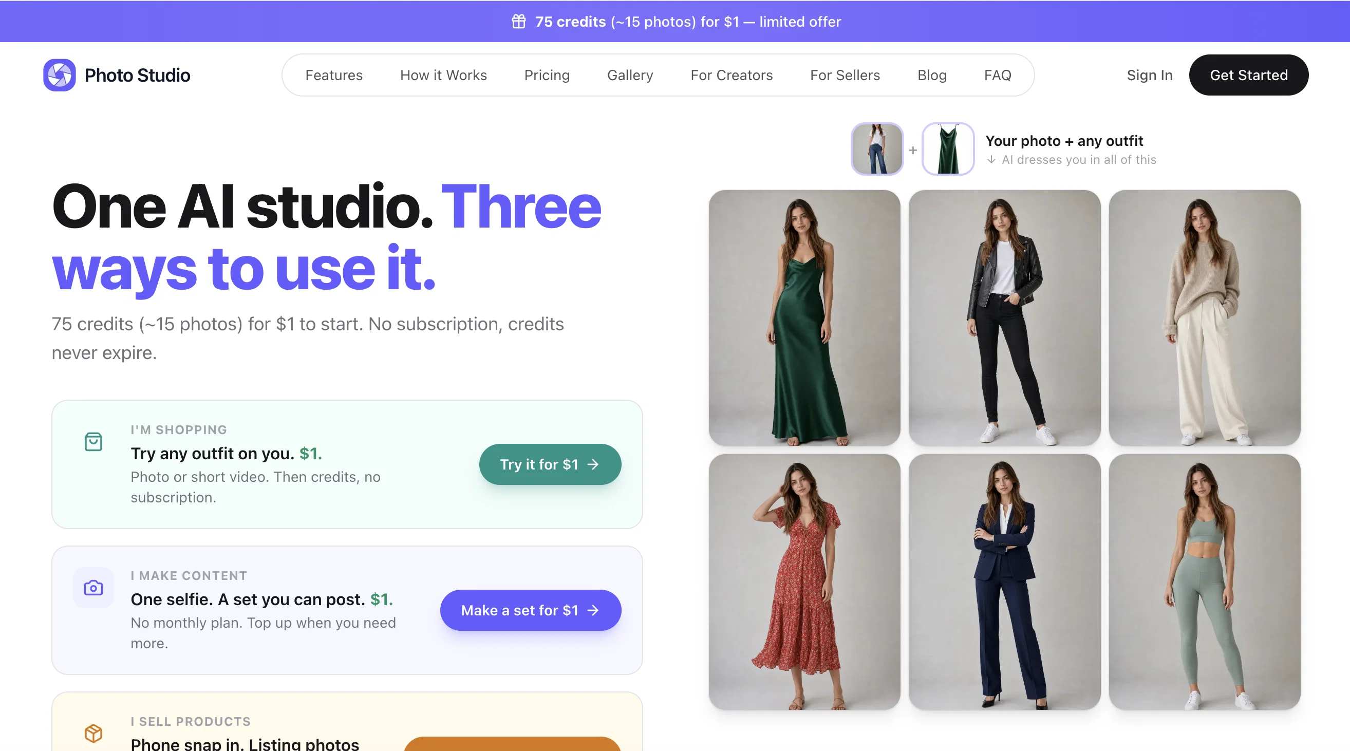 Photo Studio Gen website