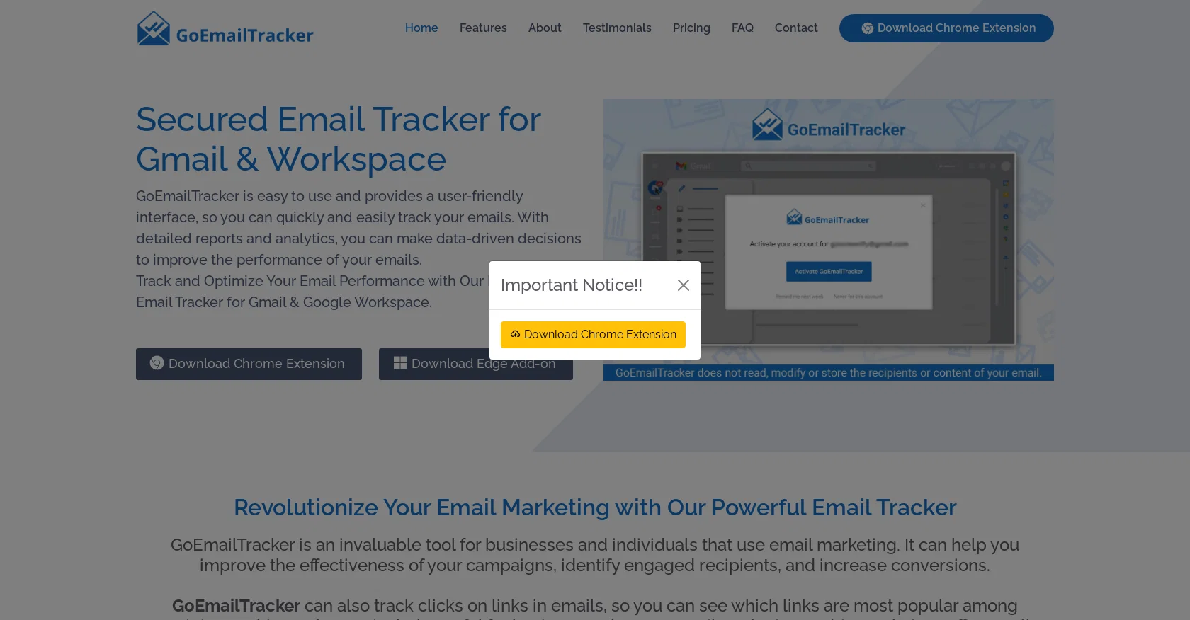 GoEmailTracker website
