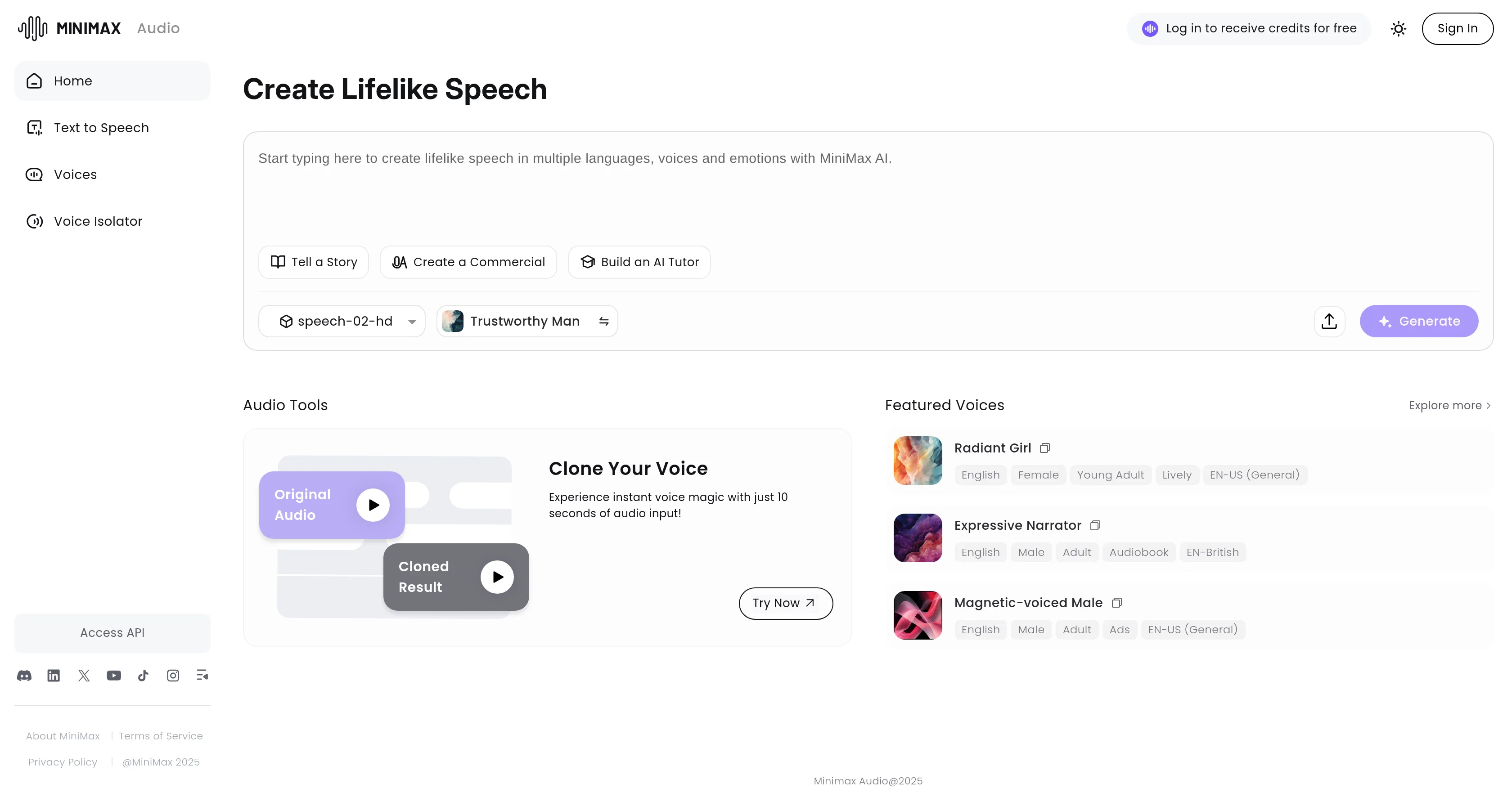 MiniMax Speech website