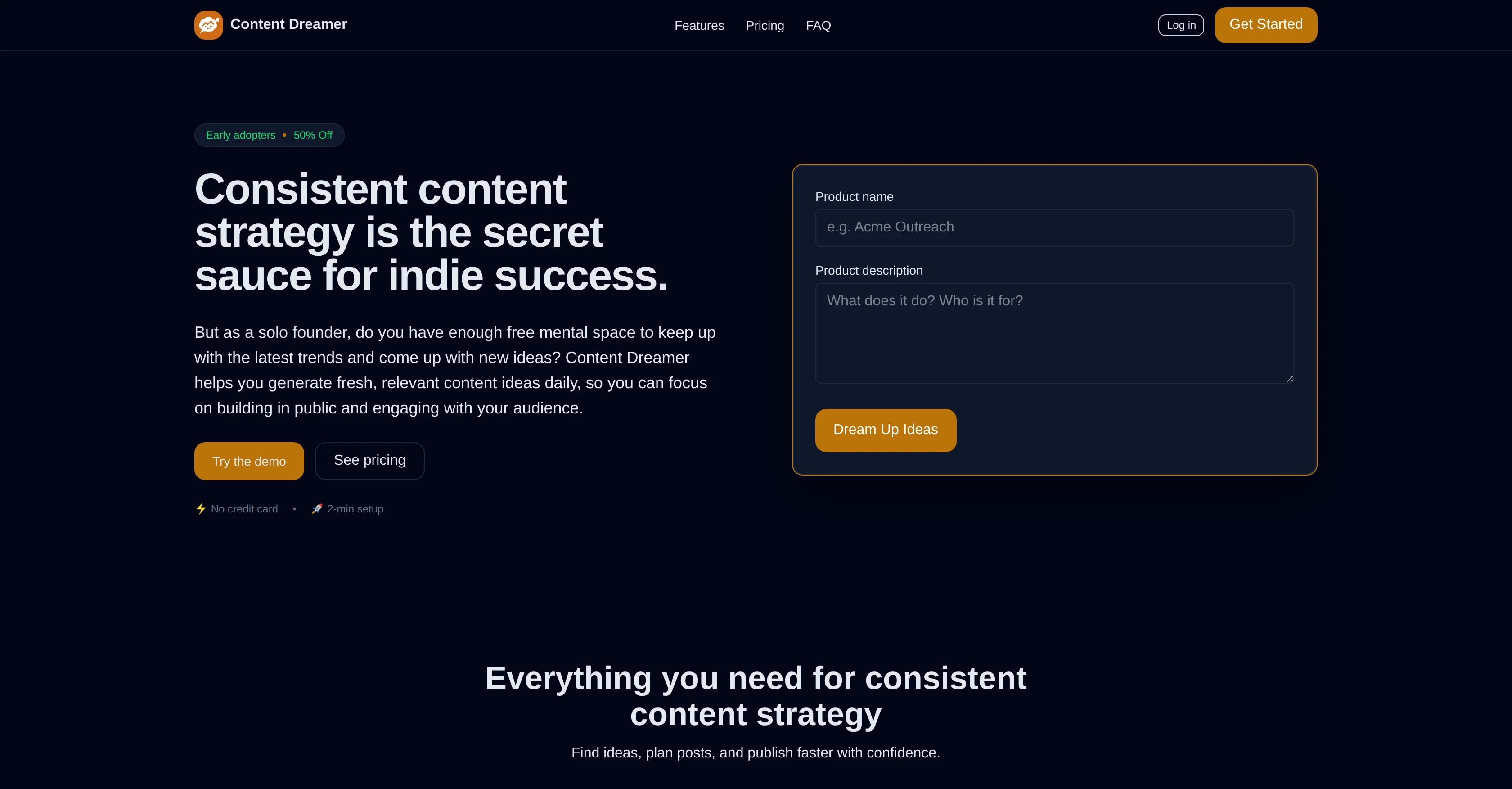 Content Dreamer AI website