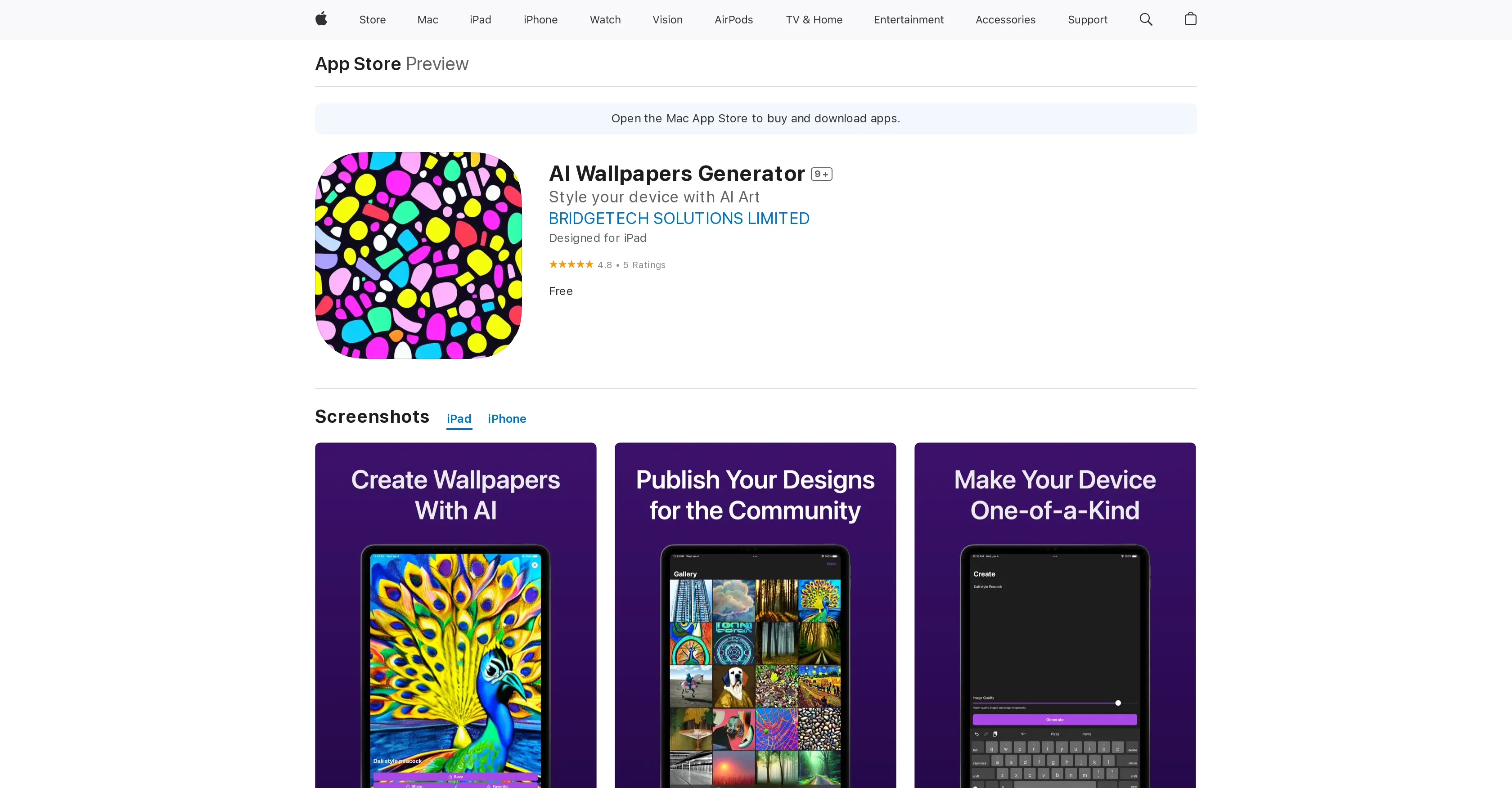 AI Wallpapers Generator website