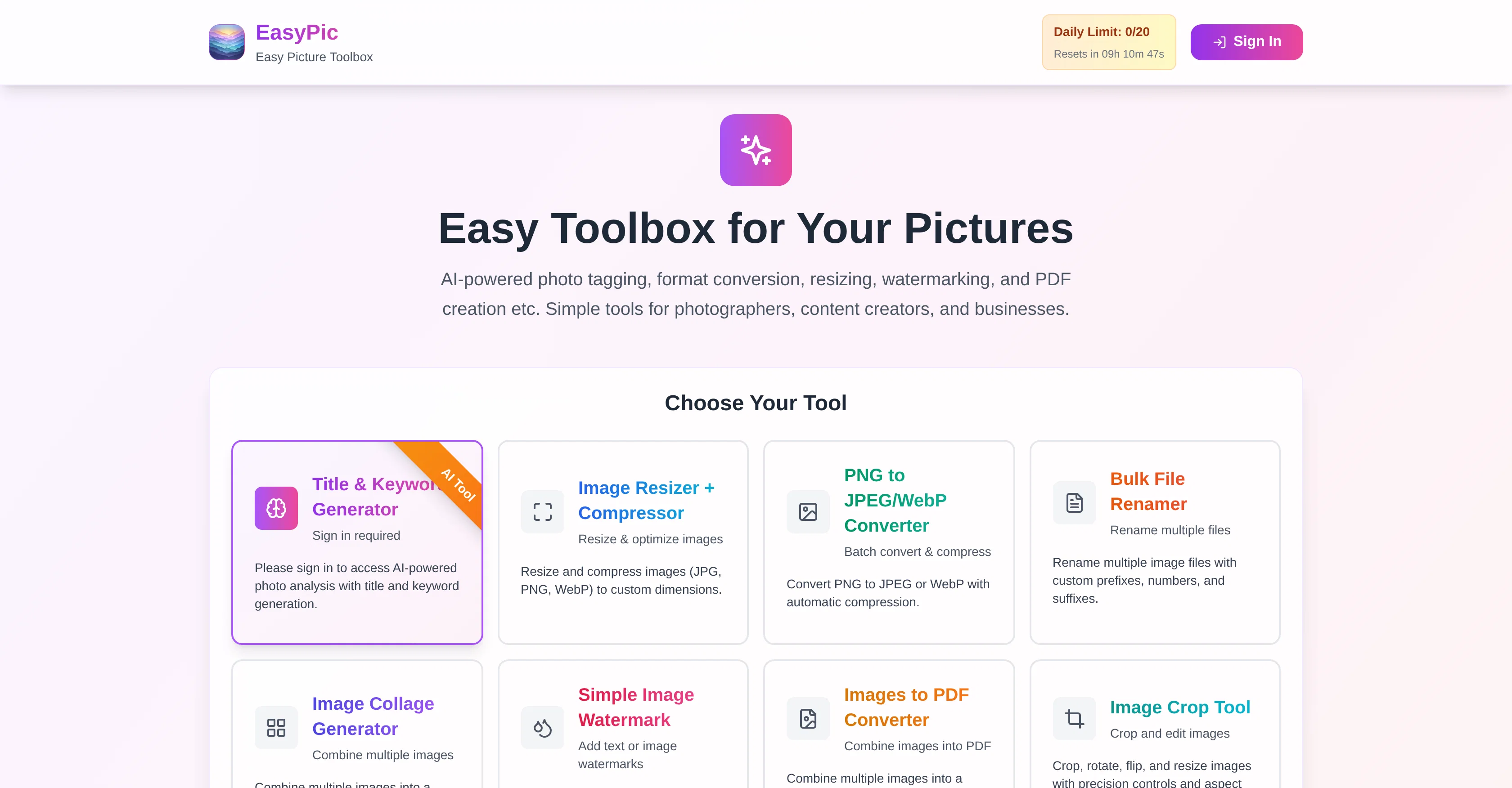 EasyPic.app website
