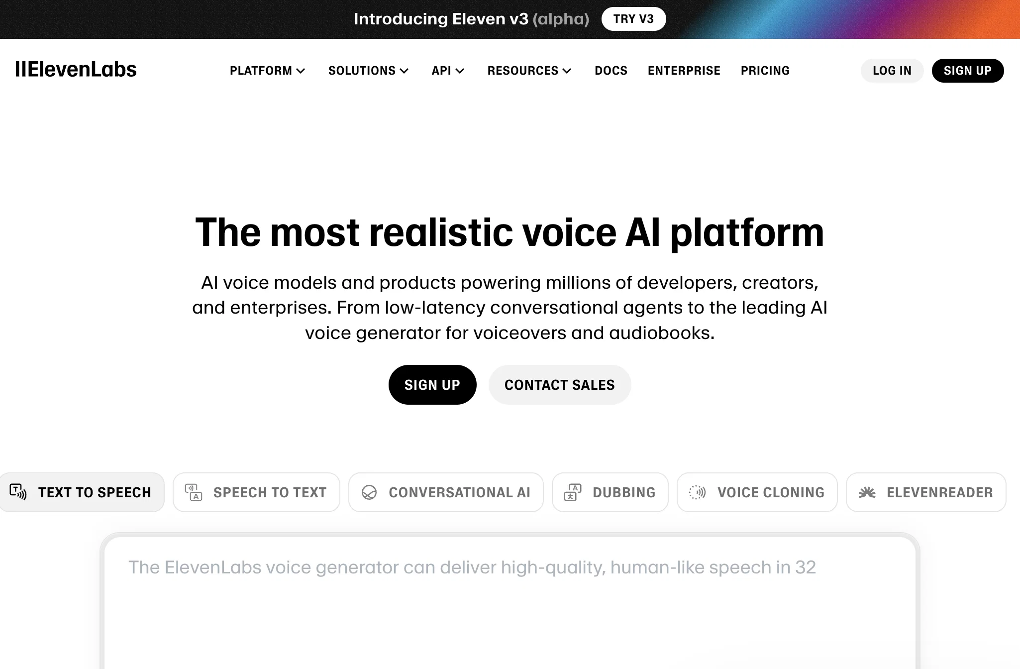 ElevenLabs website
