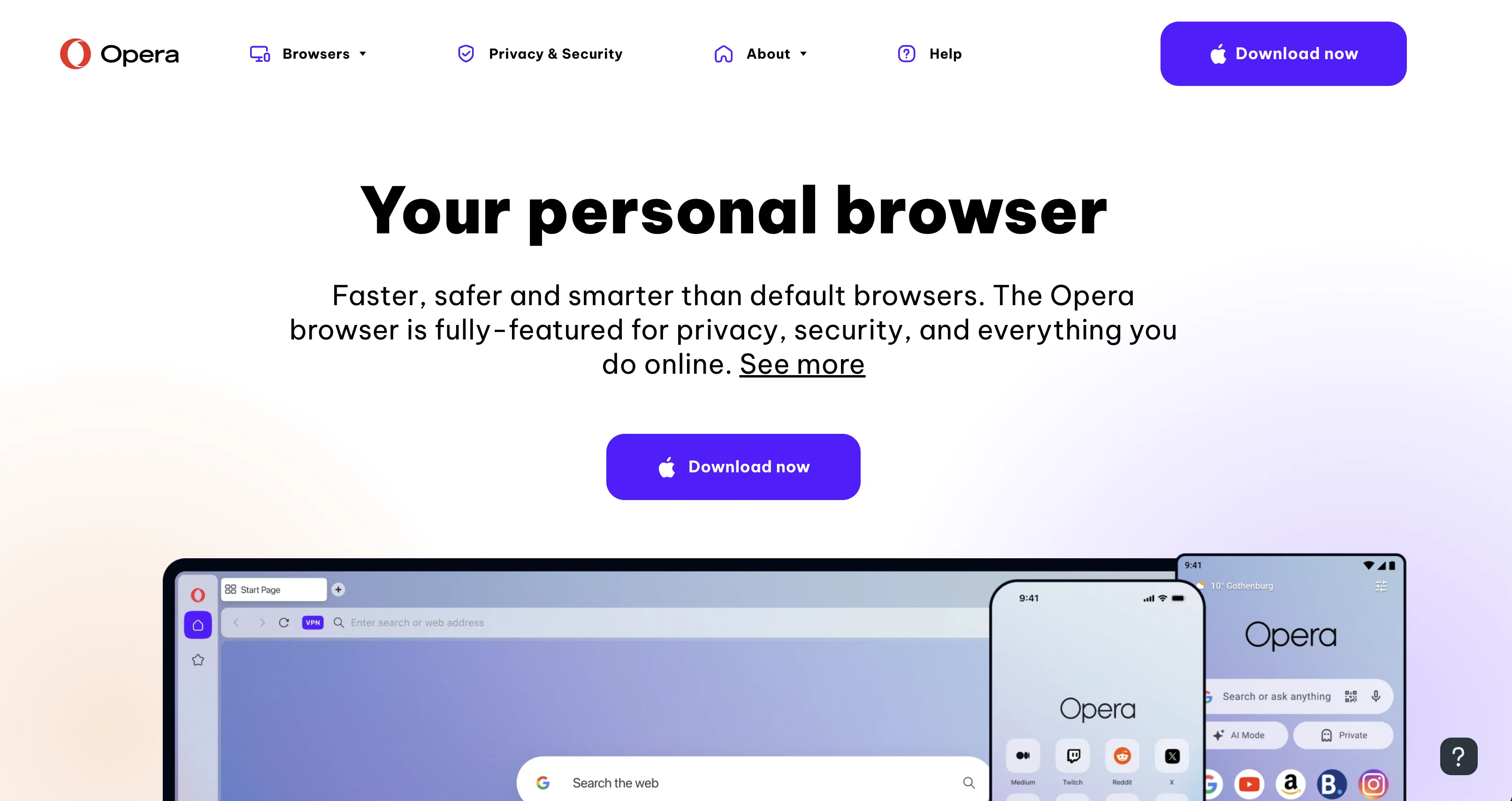 Opera AI Prompts website