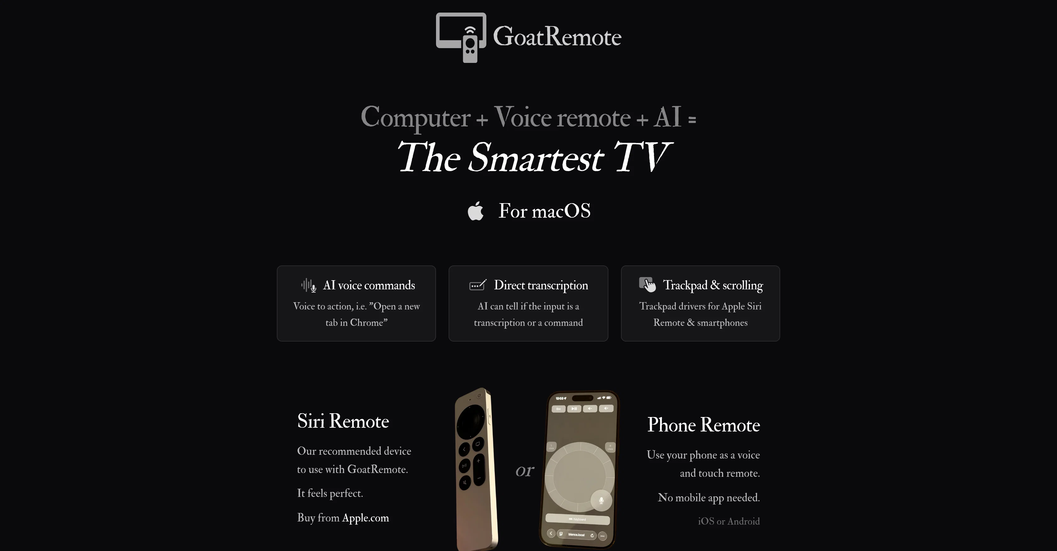 GoatRemote website