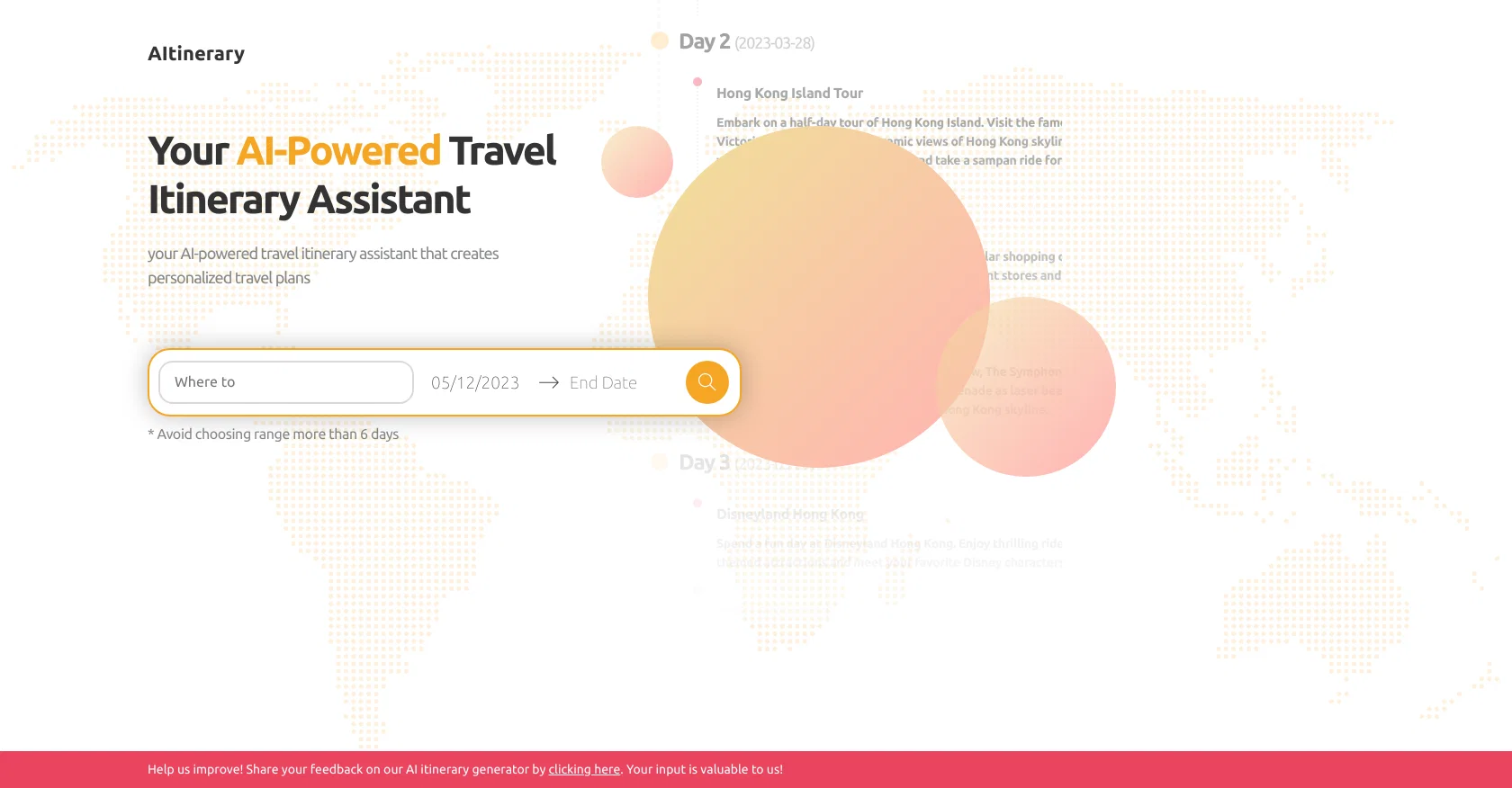 AItinerary website
