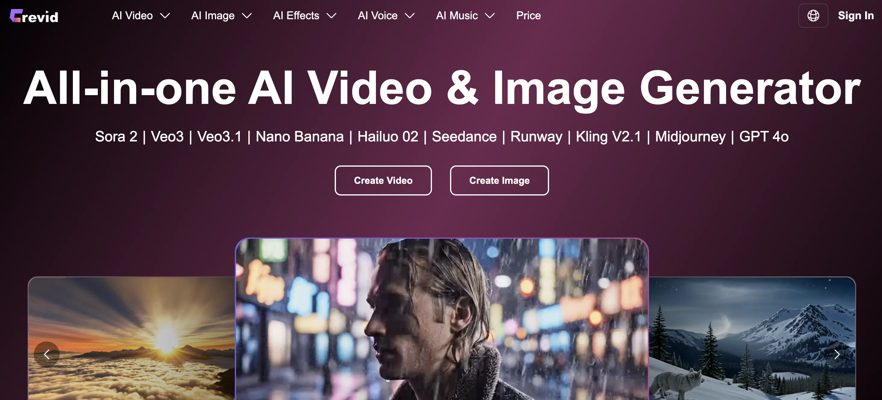 Crevid AI website