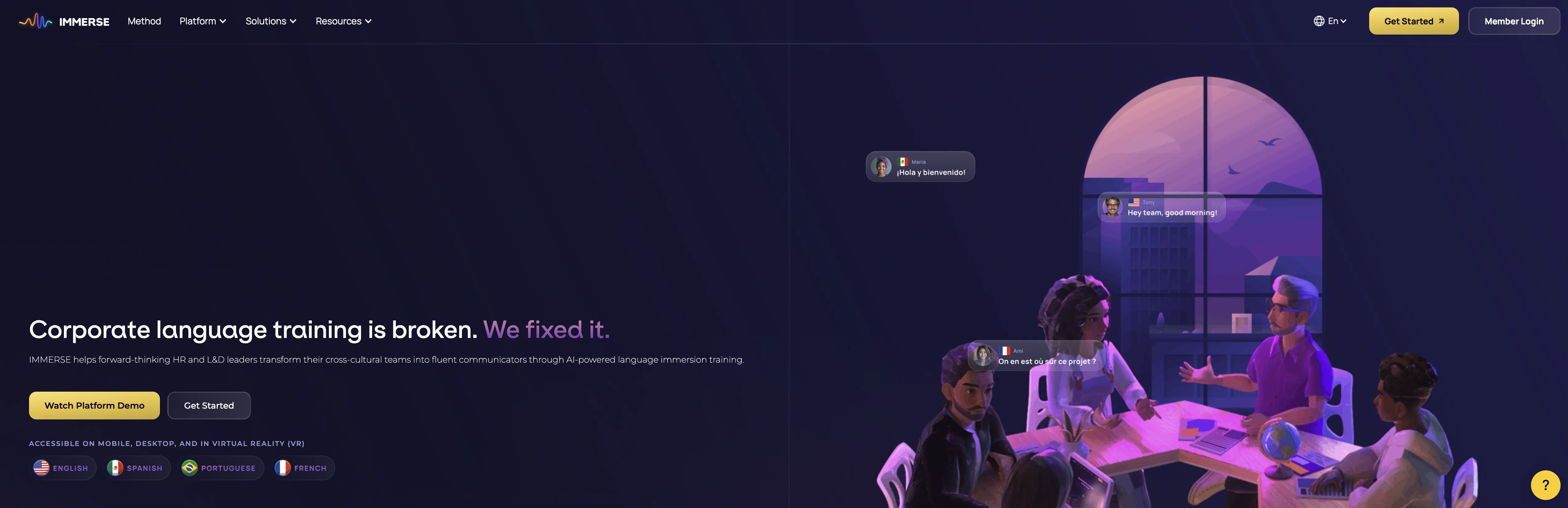 Immerse website