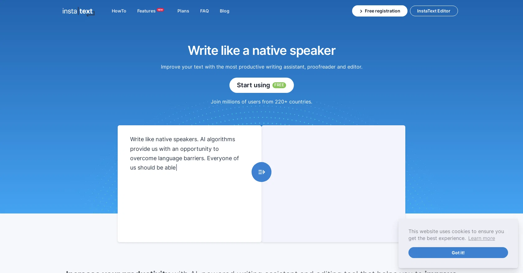 InstaText website