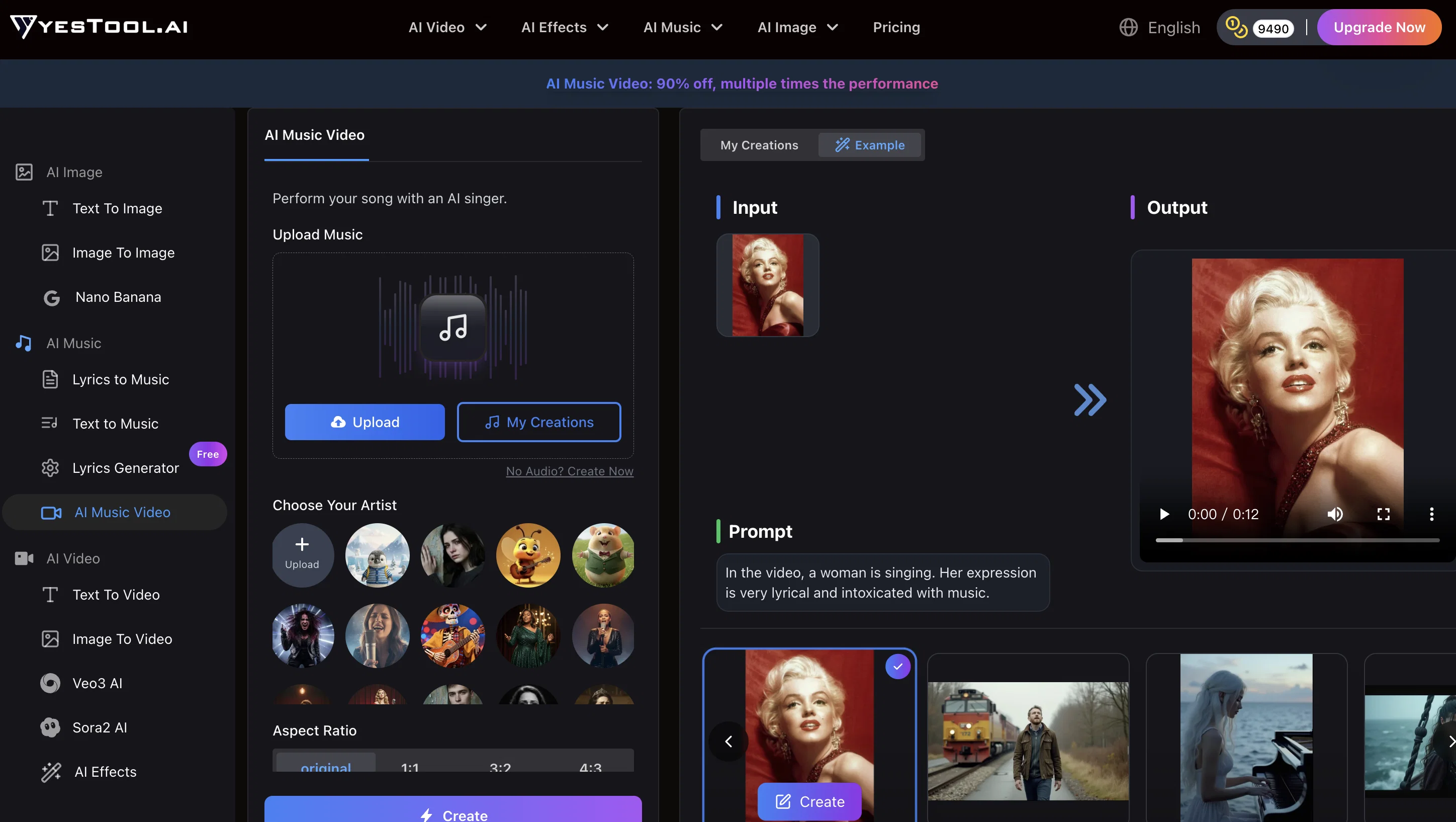 yesTool | AI Music Video website