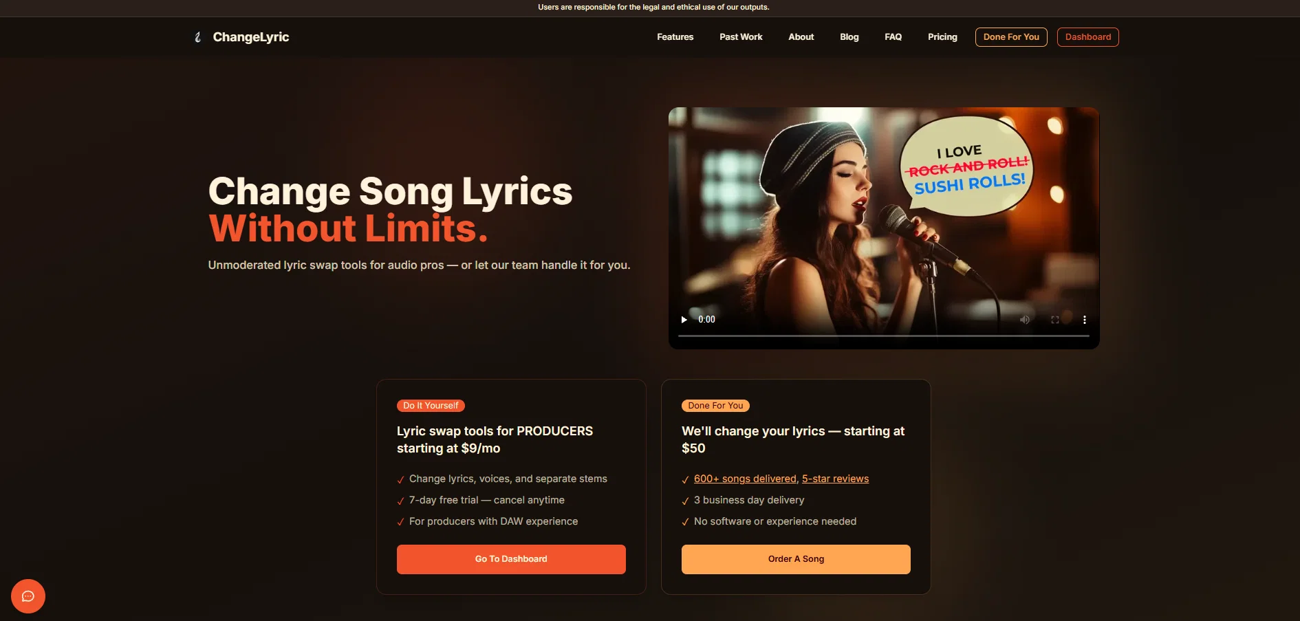 Lyric Changer: Personalize Any Song website