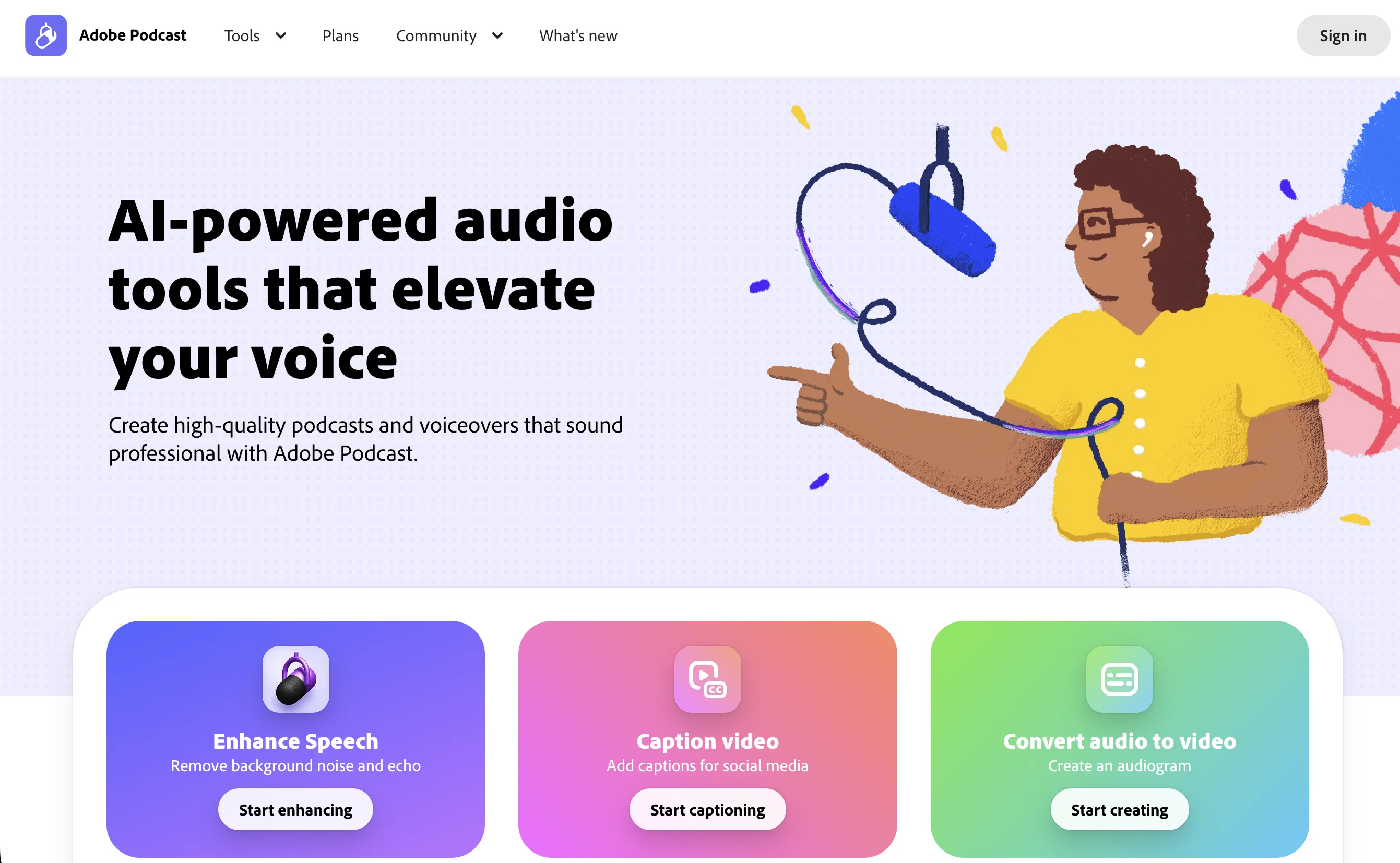 Adobe Podcast website