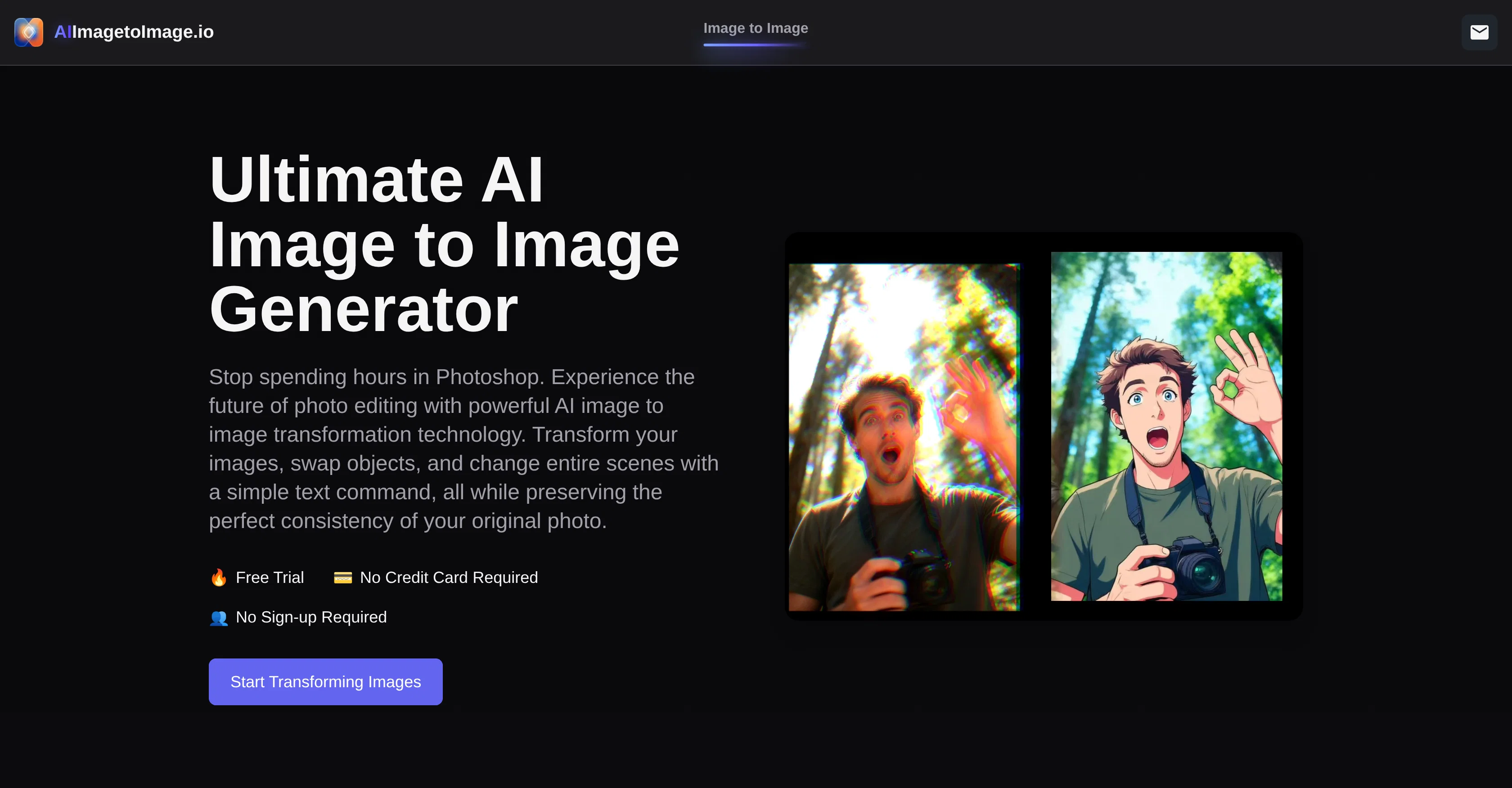 AI Image to Image.io website