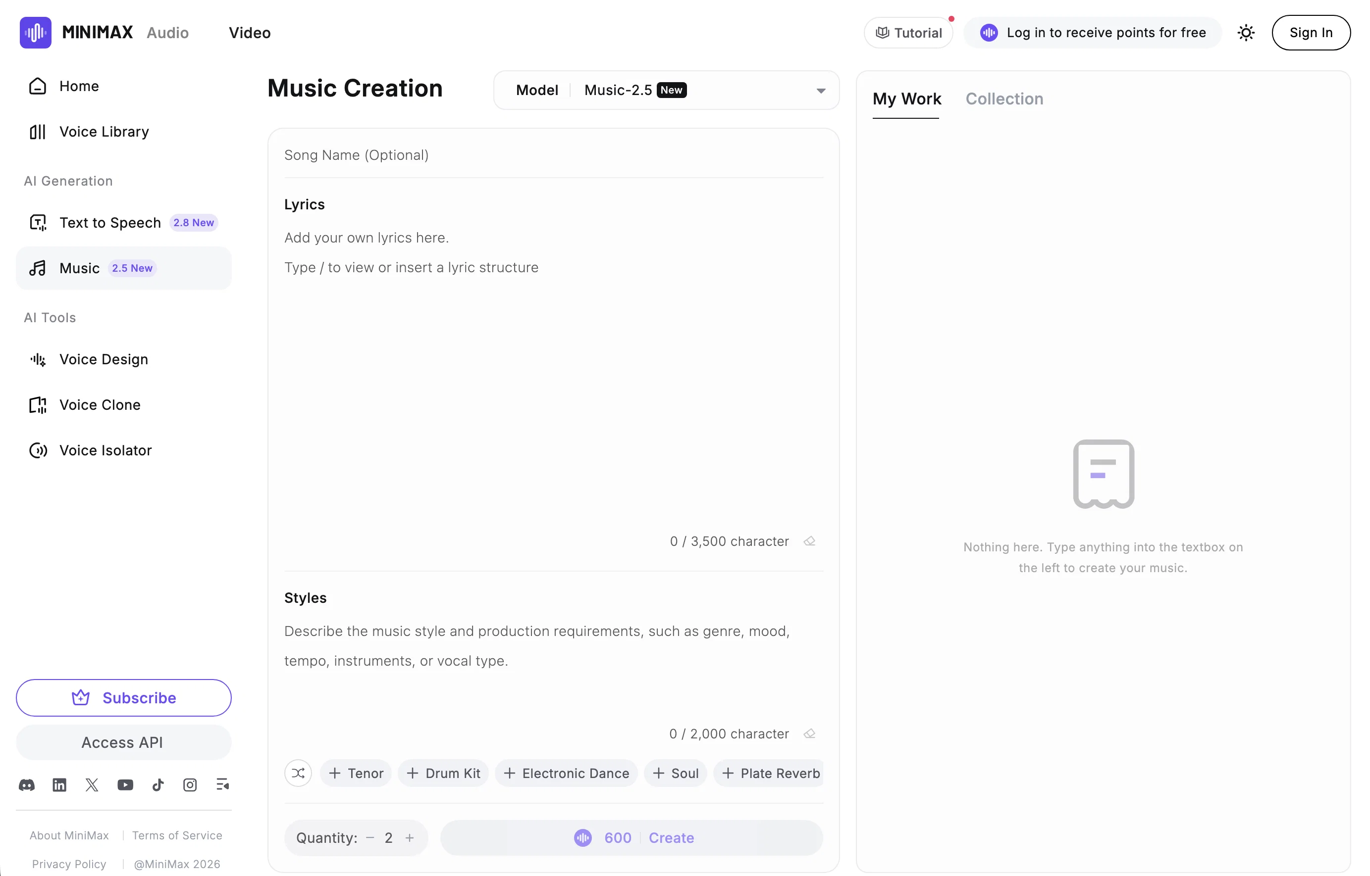Minimax Music website