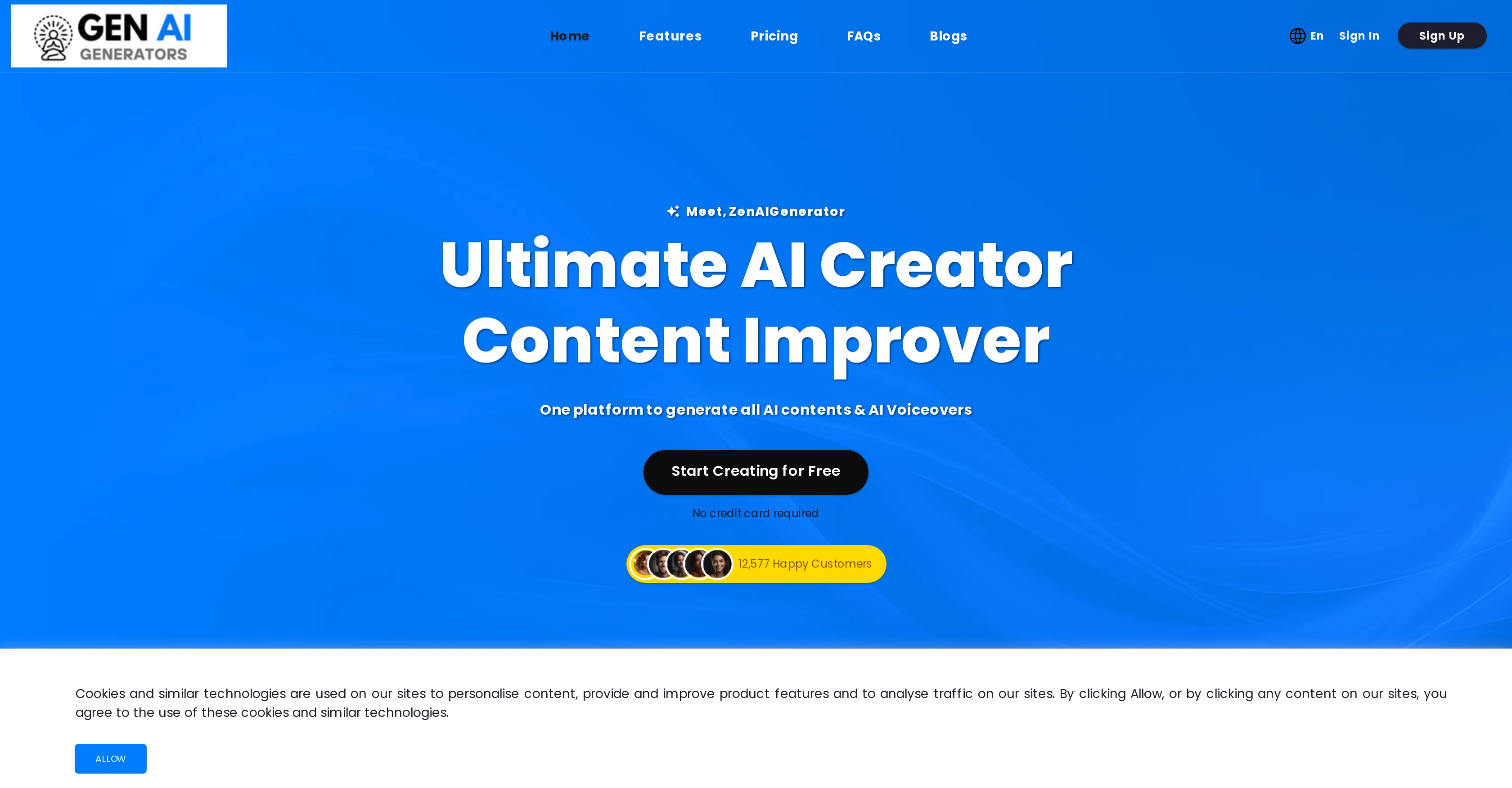Zen AI Generator website